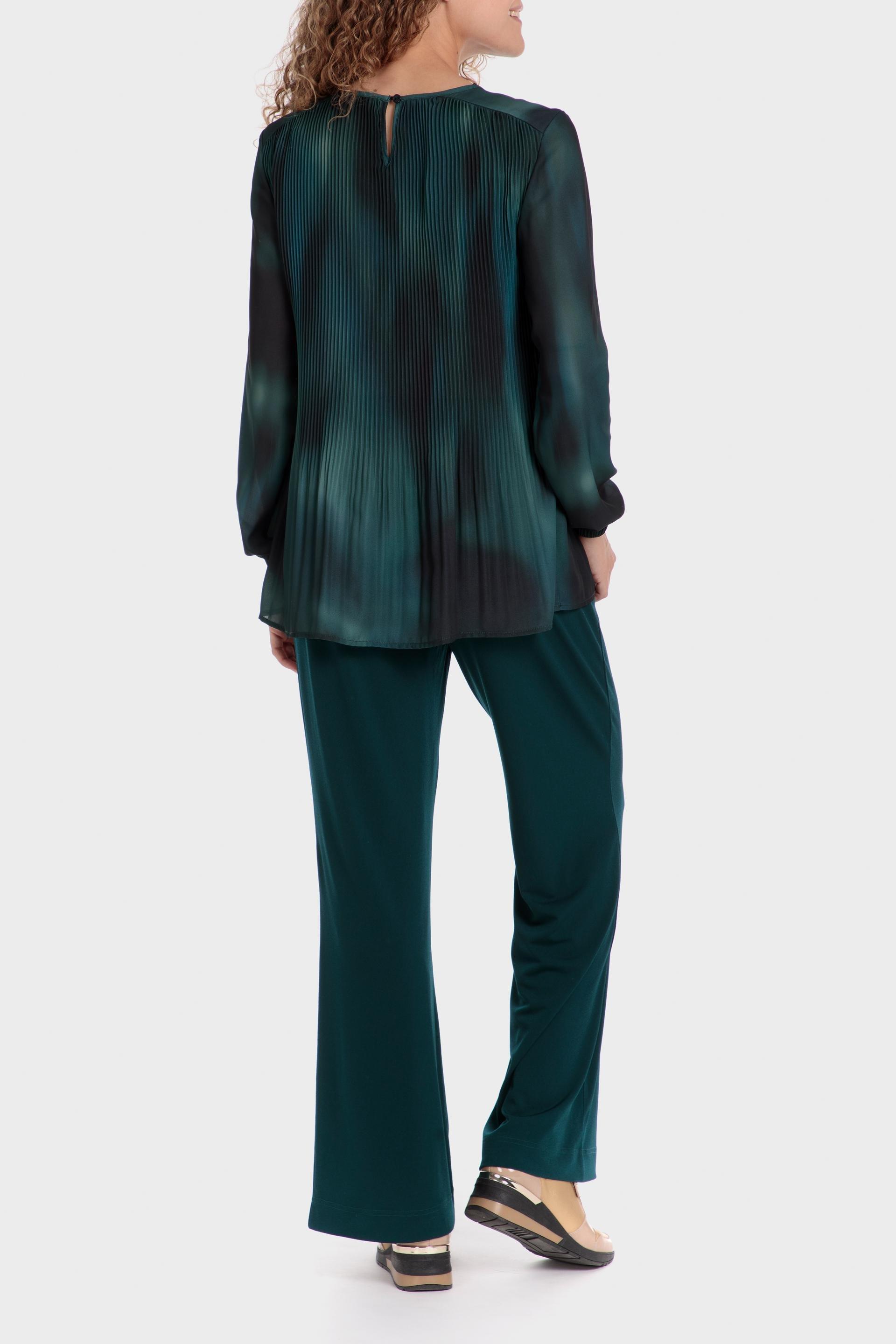 Green Textured Cropped Blouse, , large image number 3