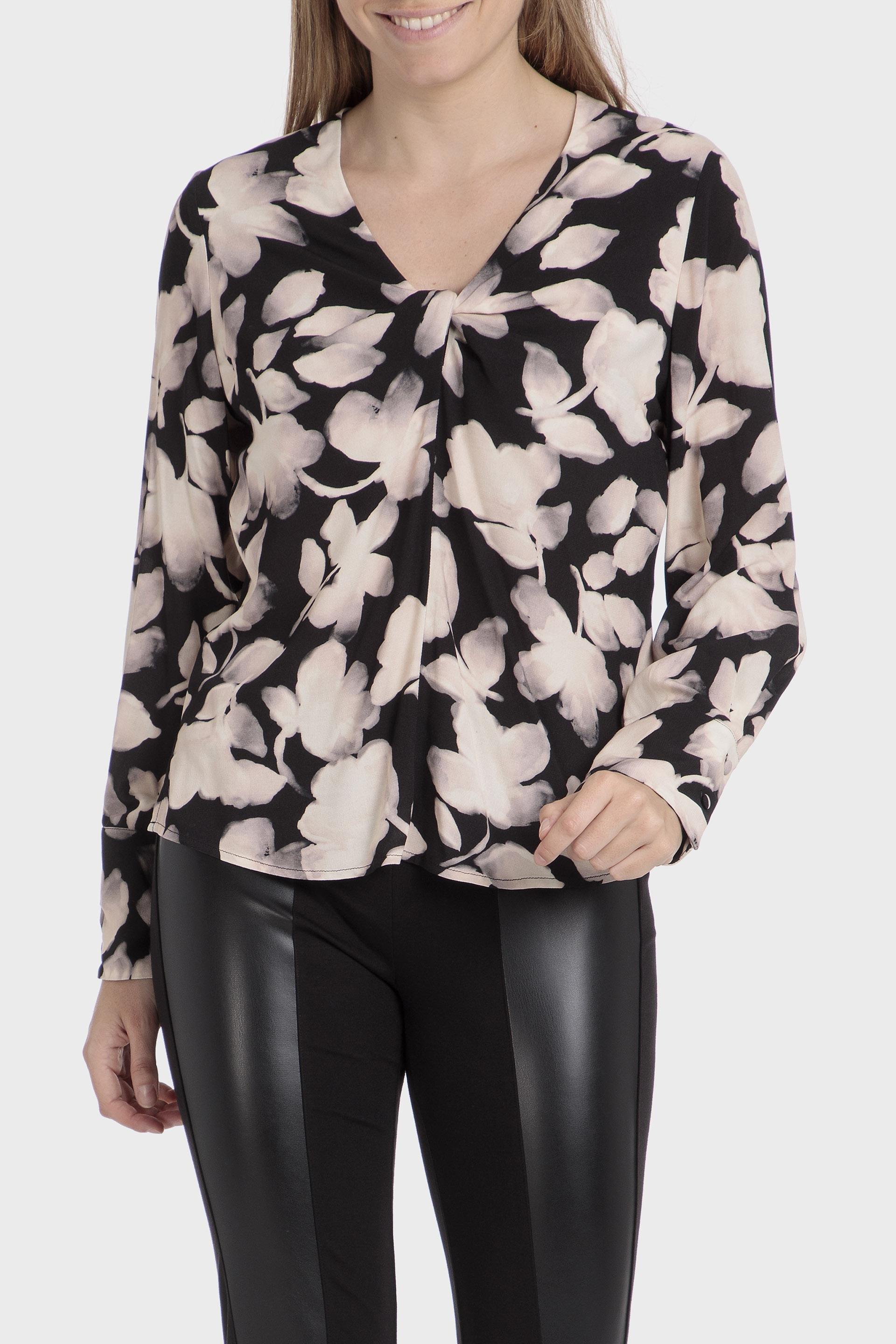 Black Floral Overshirt Blouse, , large image number 0