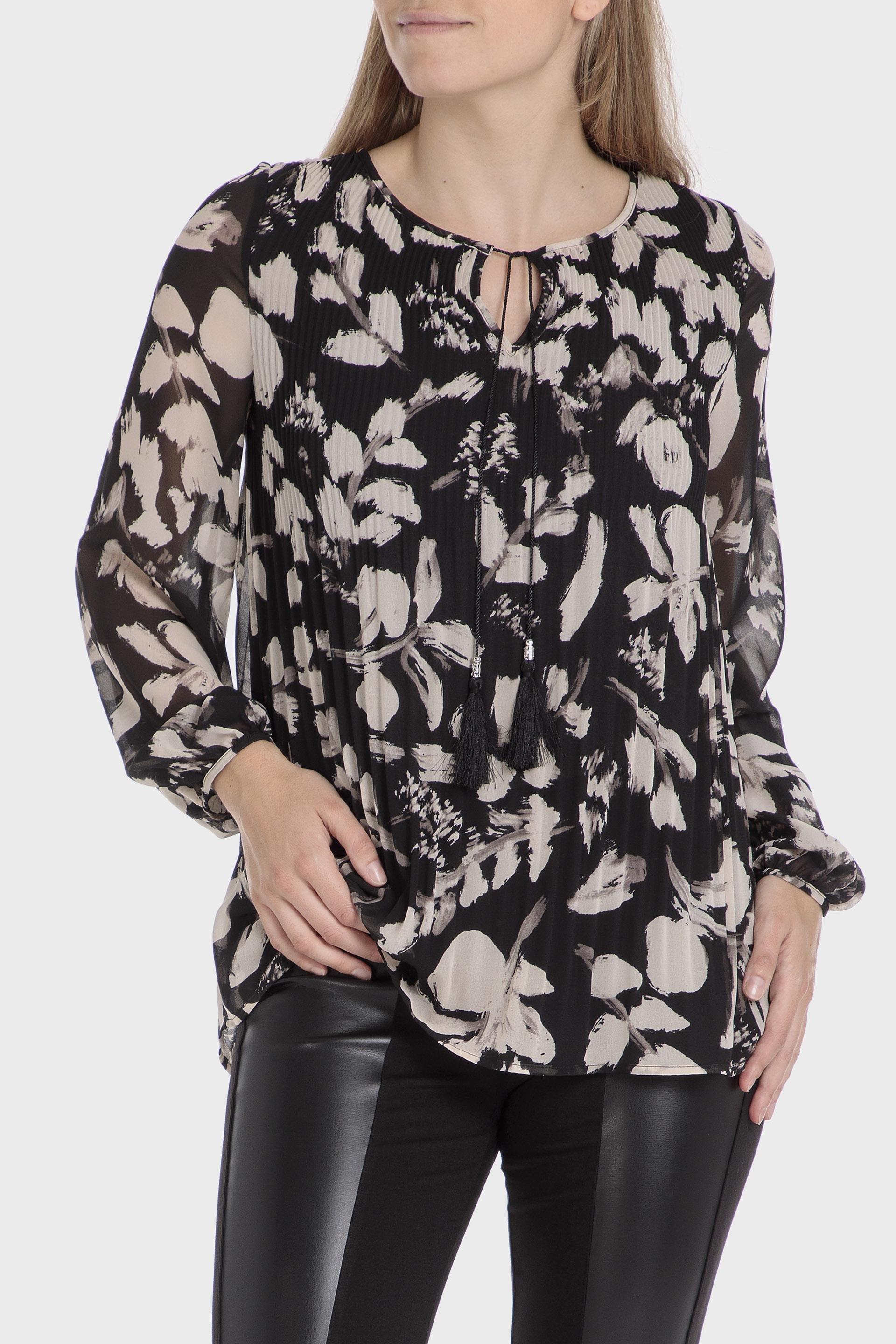 Black Floral Blouse, , large image number 0