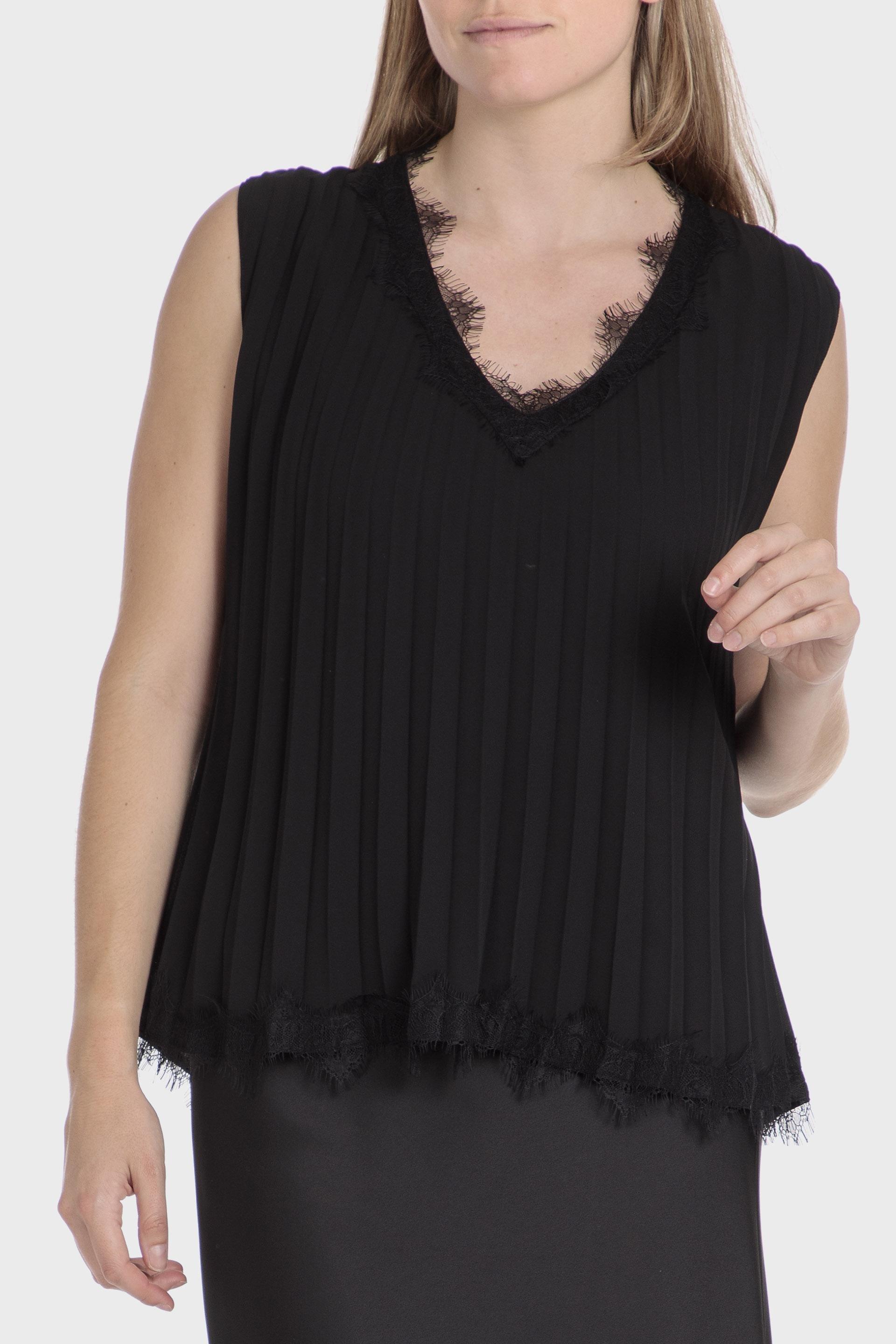 Black Pleated Blouse, , large image number 1