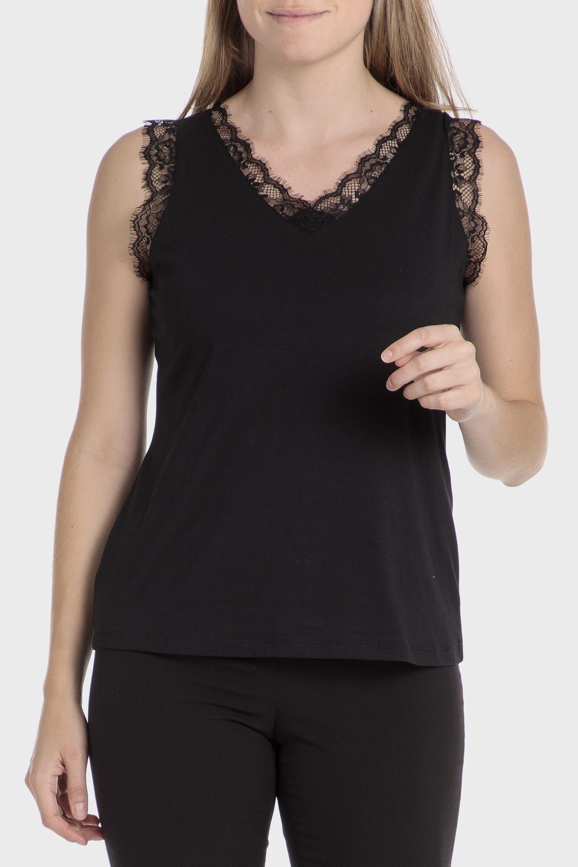 Black Lace Casual T-Shirt, , large image number 0