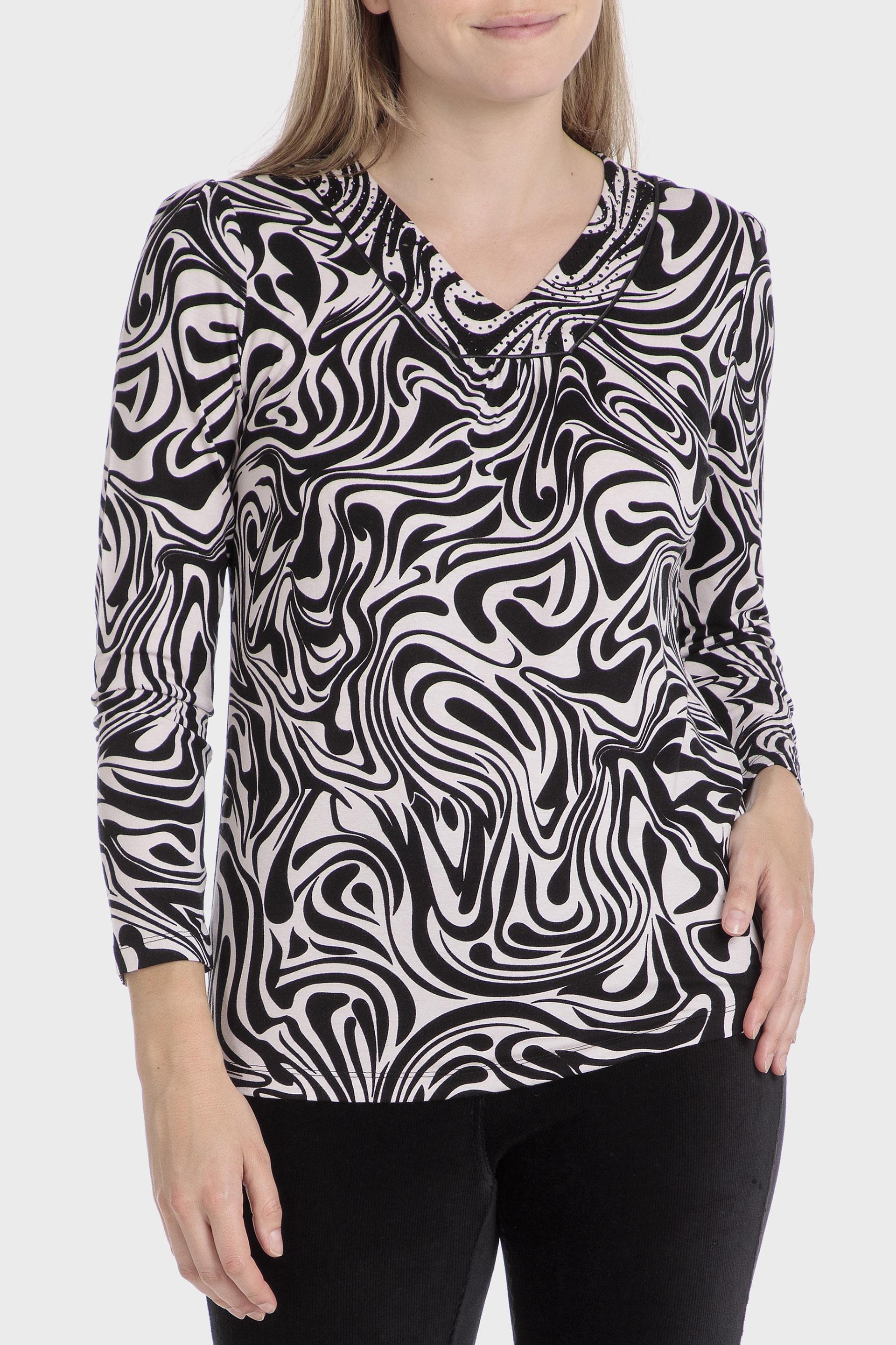 Black Abstract Blouse, , large image number 0