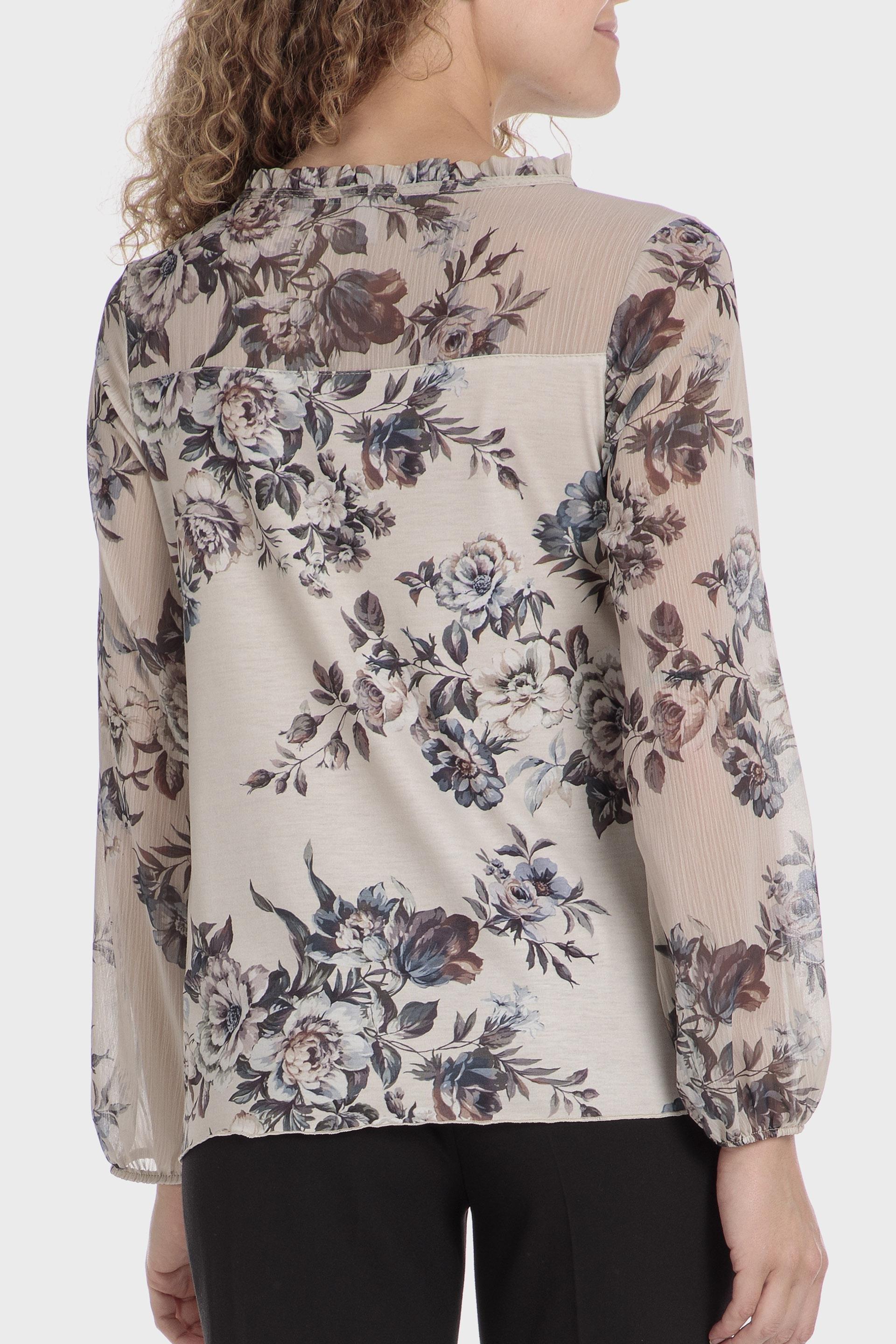 Beige Floral Print T-Shirt, , large image number 3