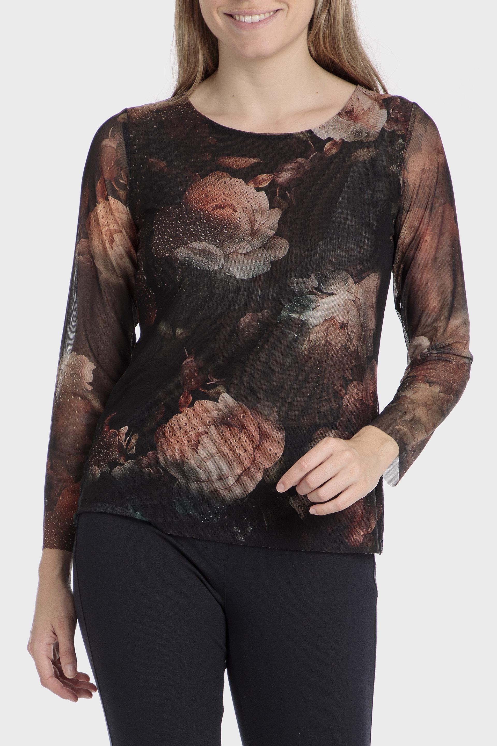 Black Floral Blouse, , large image number 0