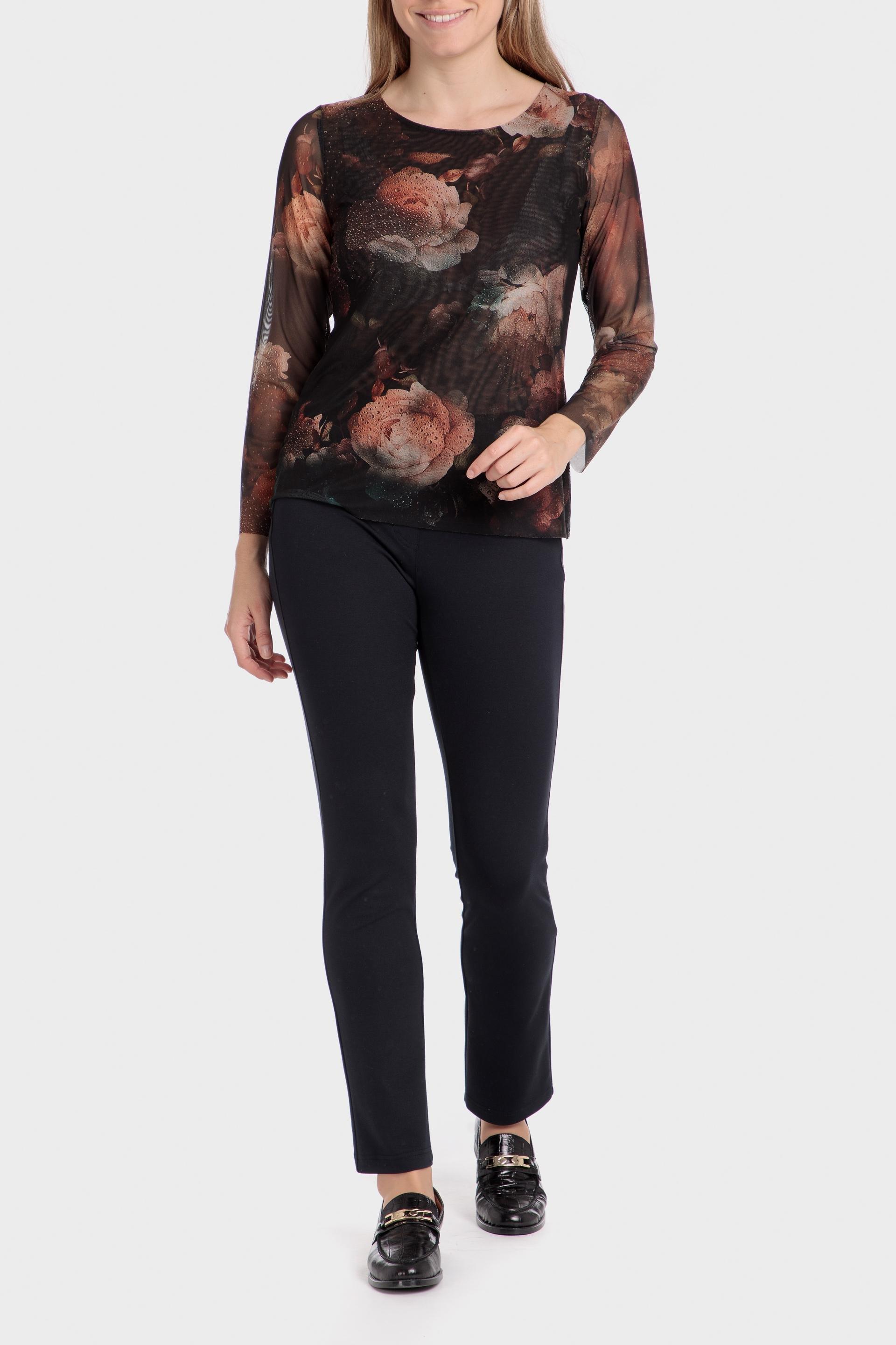 Black Floral Blouse, , large image number 1