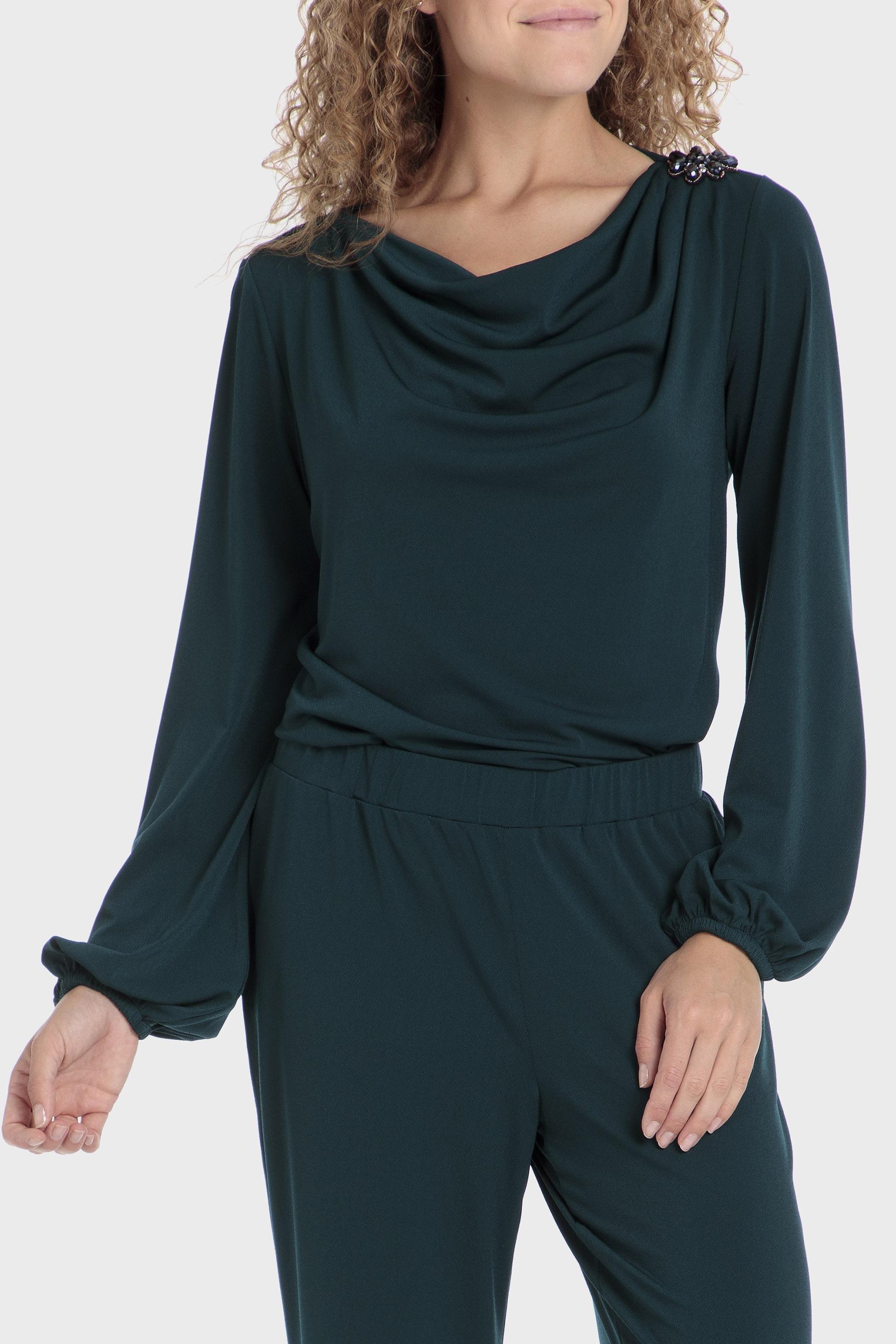 Green Plain Blouse, , large image number 0