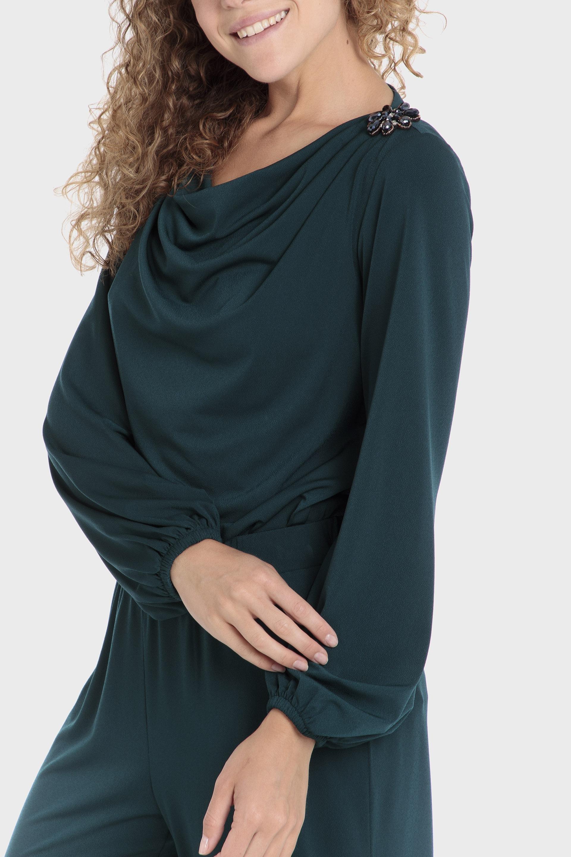 Green Plain Blouse, , large image number 2