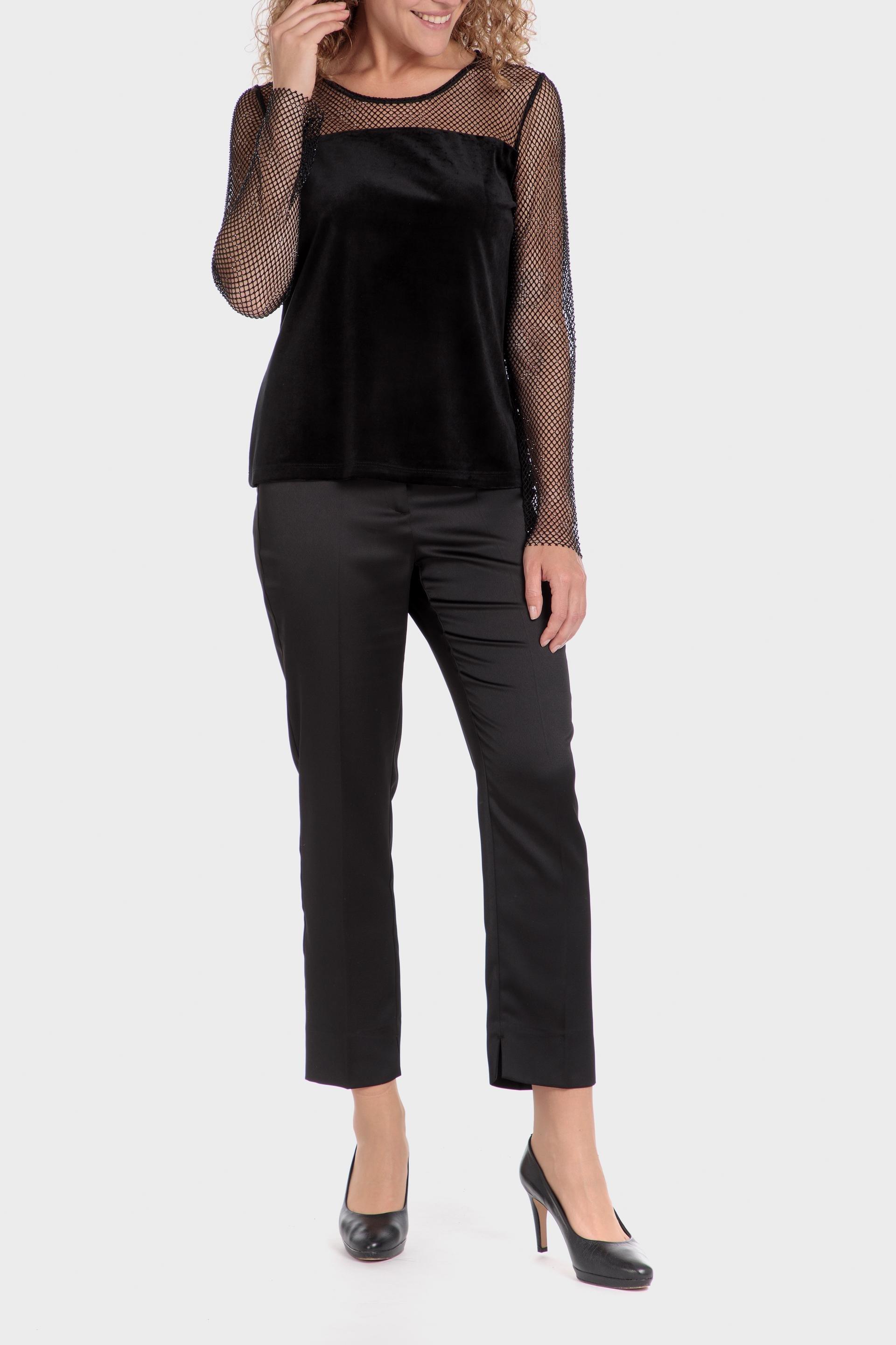 Black Detailed Mesh T-Shirt, , large image number 2