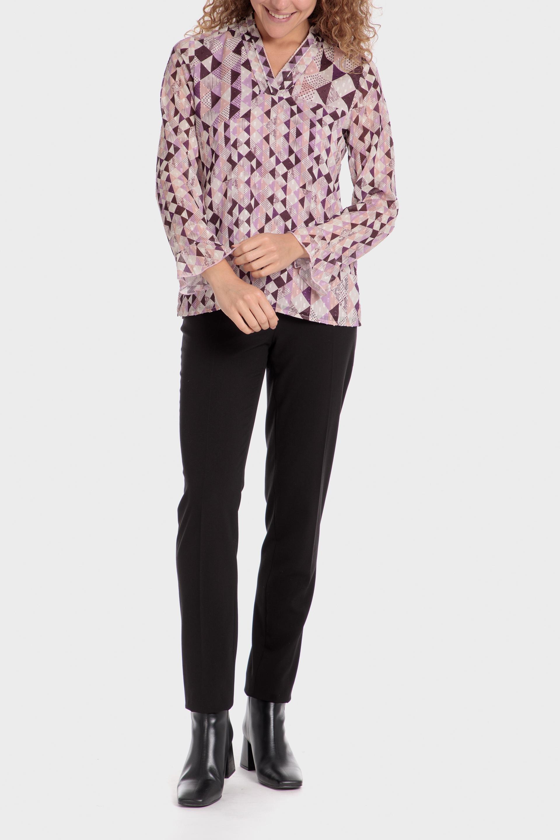 Purple Geometric Print Blouse, , large image number 1