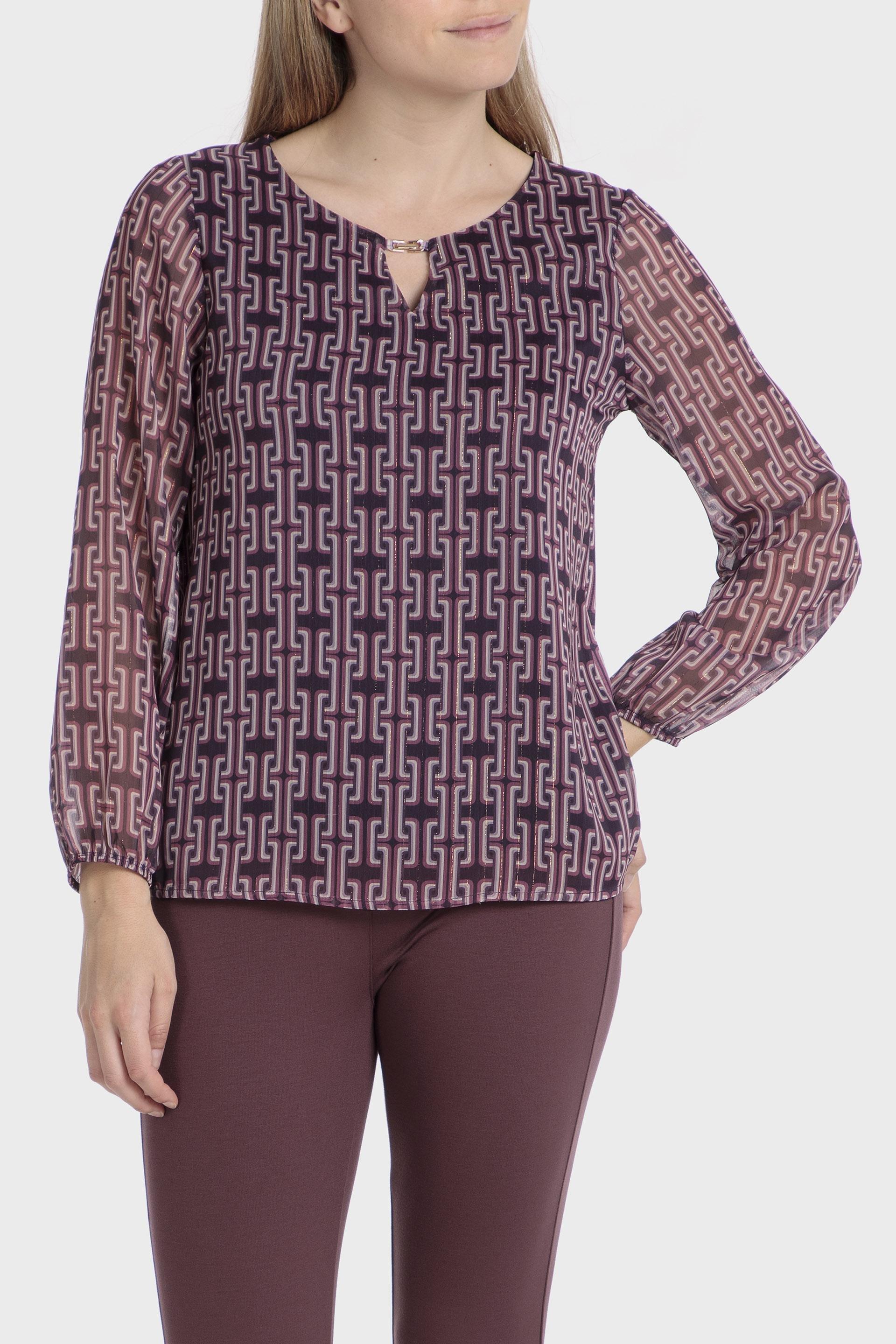Purple Geometric Print T-Shirt, , large image number 0