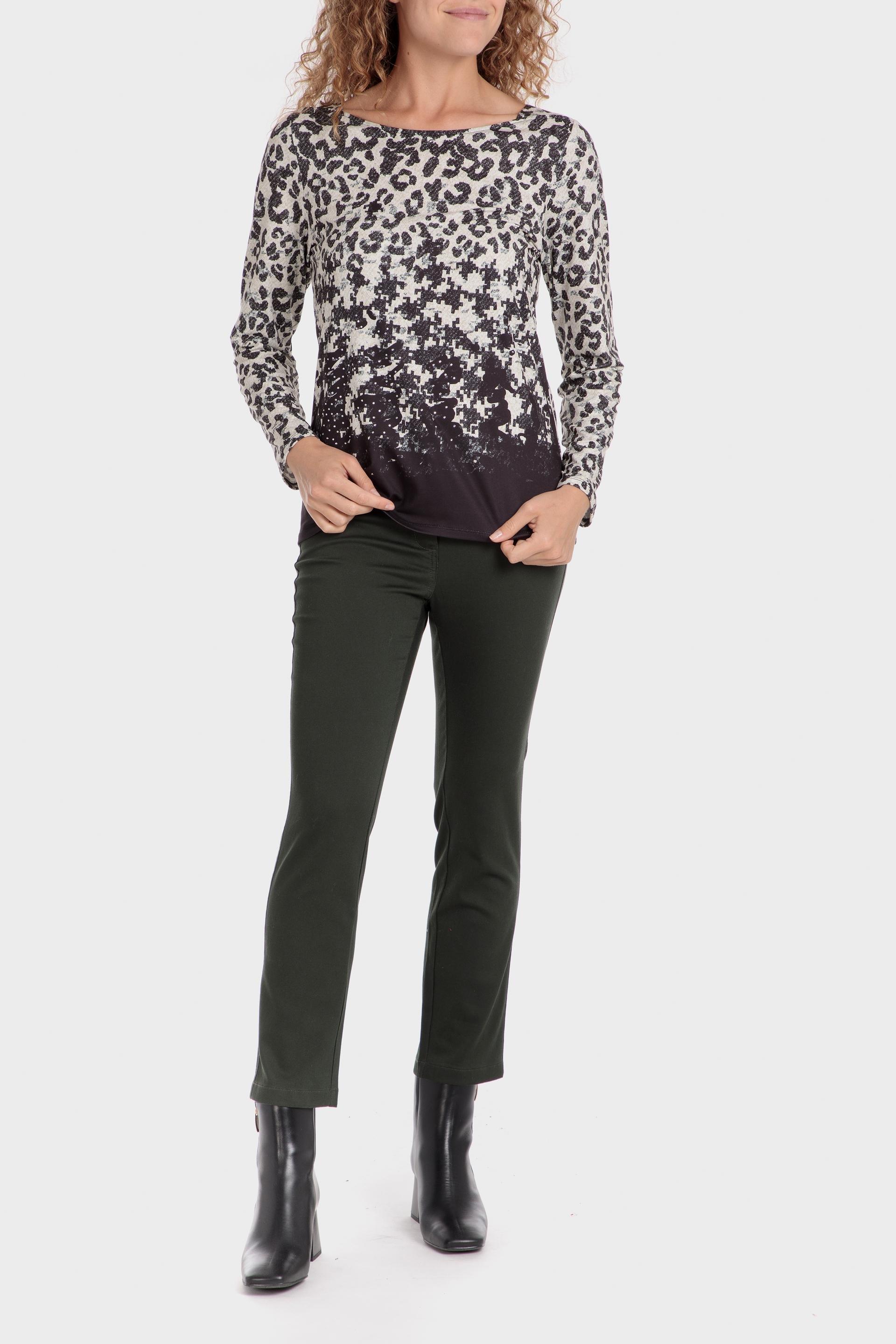 Black Animal Print Casual T-Shirt, , large image number 1
