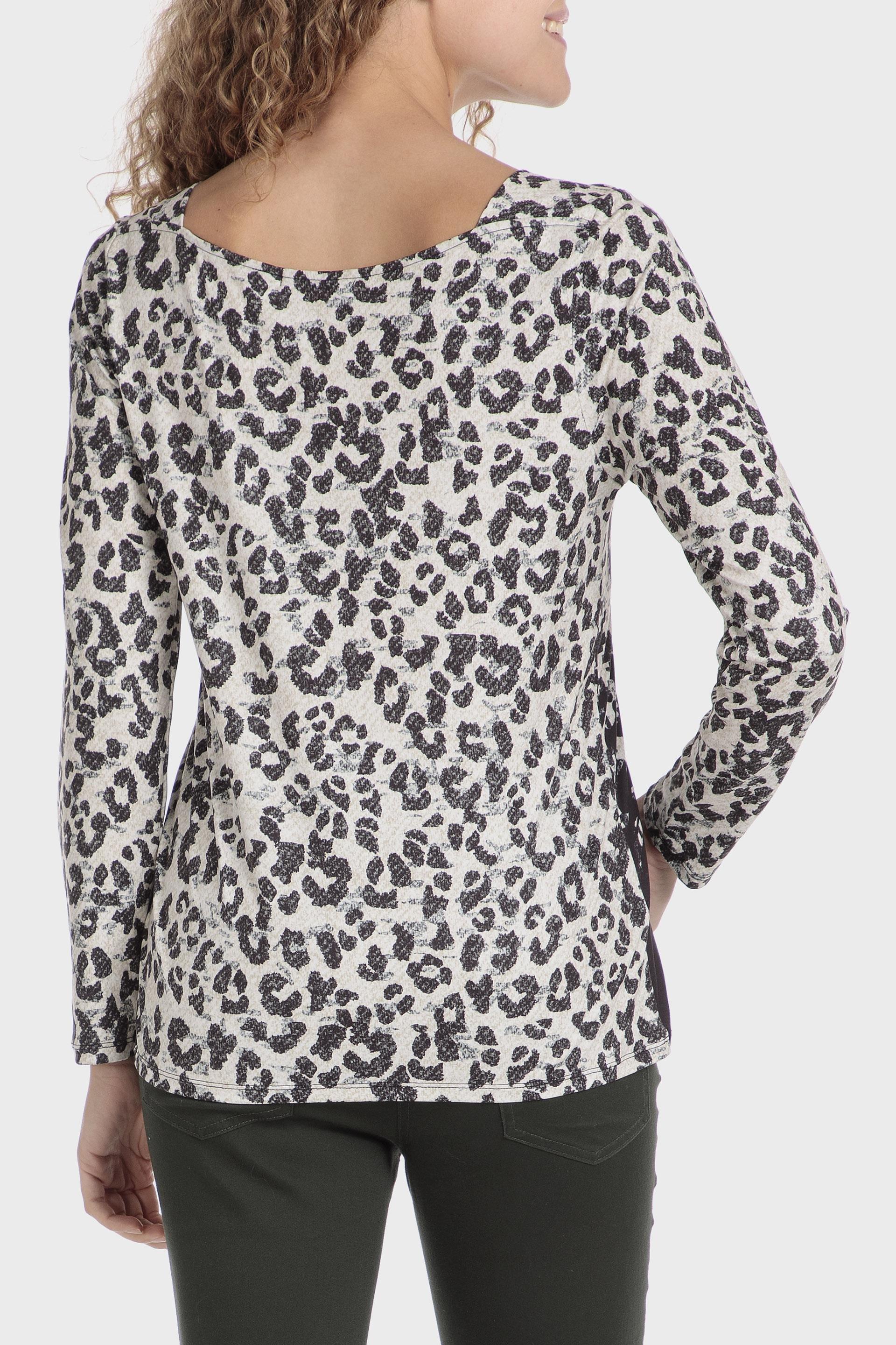 Black Animal Print Casual T-Shirt, , large image number 2