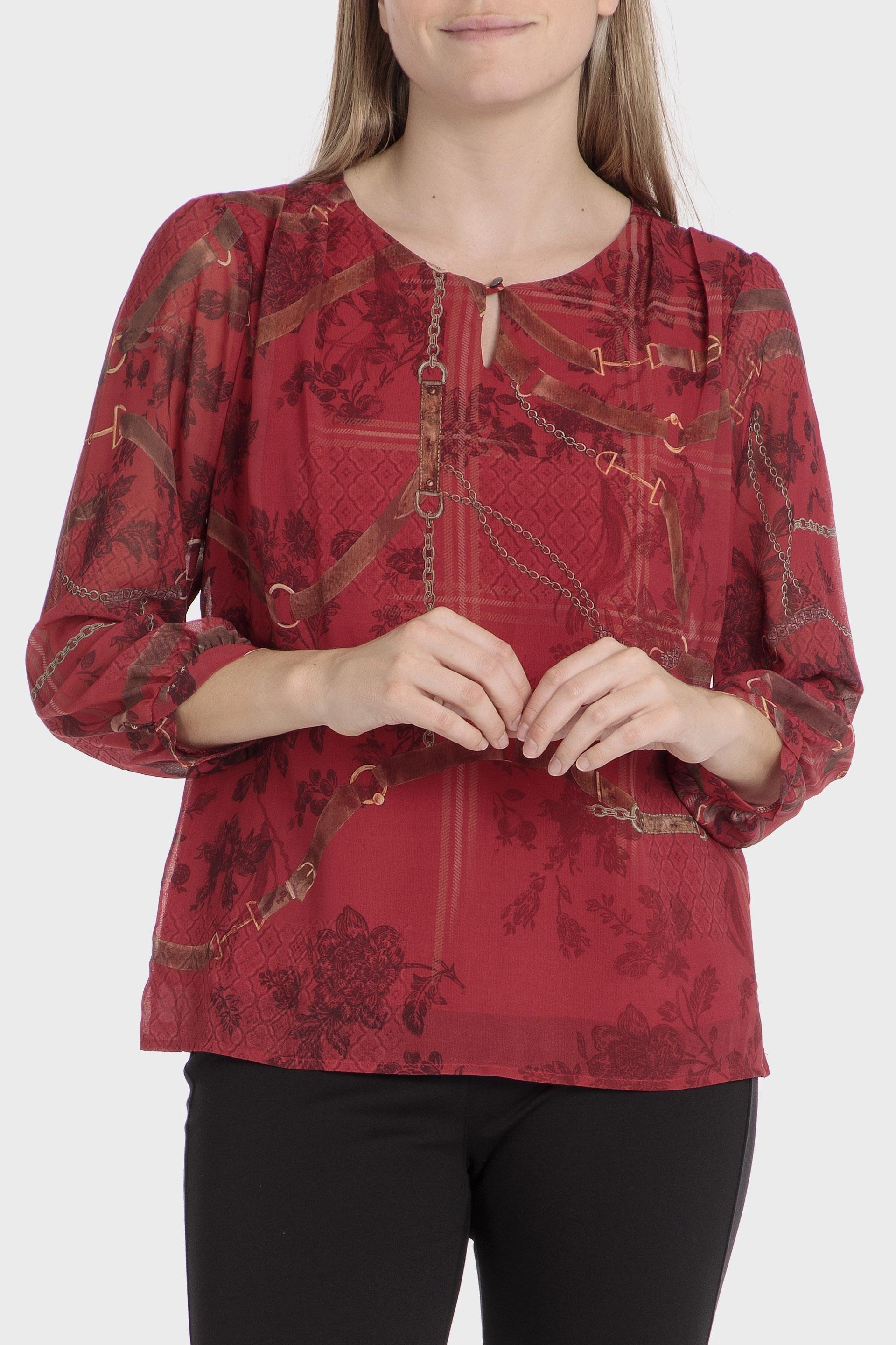Red Floral Blouse, , large image number 0