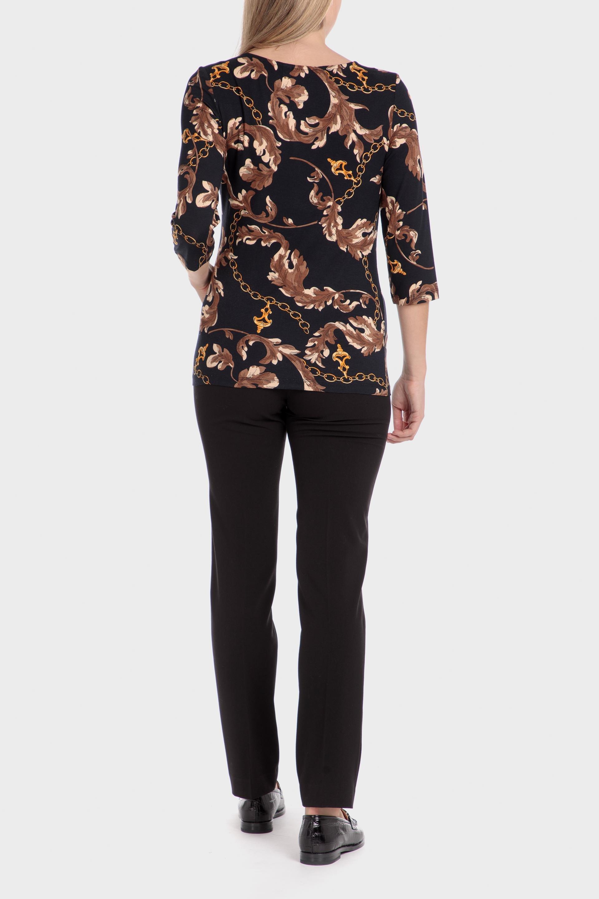 Black Long Sleeve Pattern T-Shirt, , large image number 2