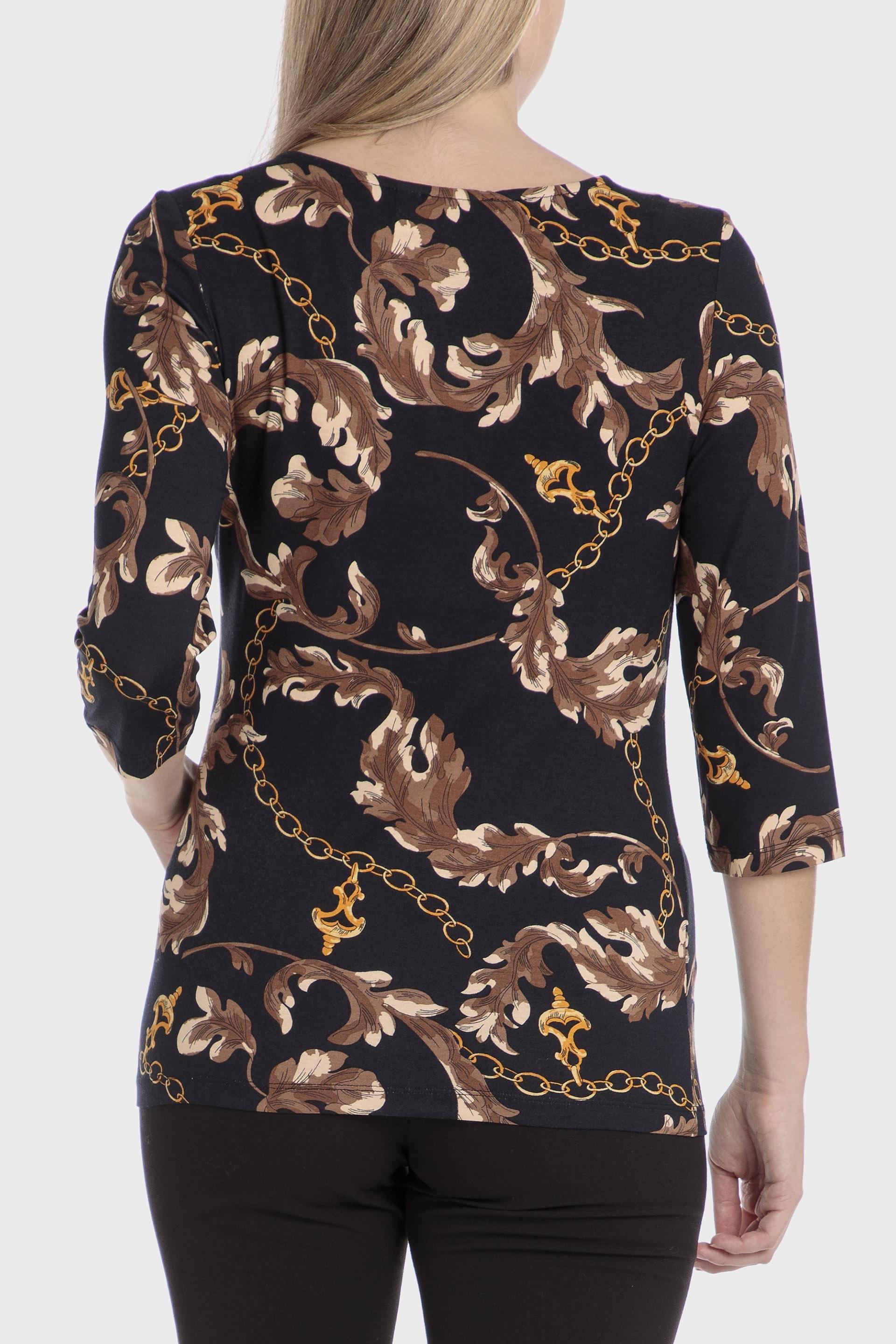 Black Long Sleeve Pattern T-Shirt, , large image number 3