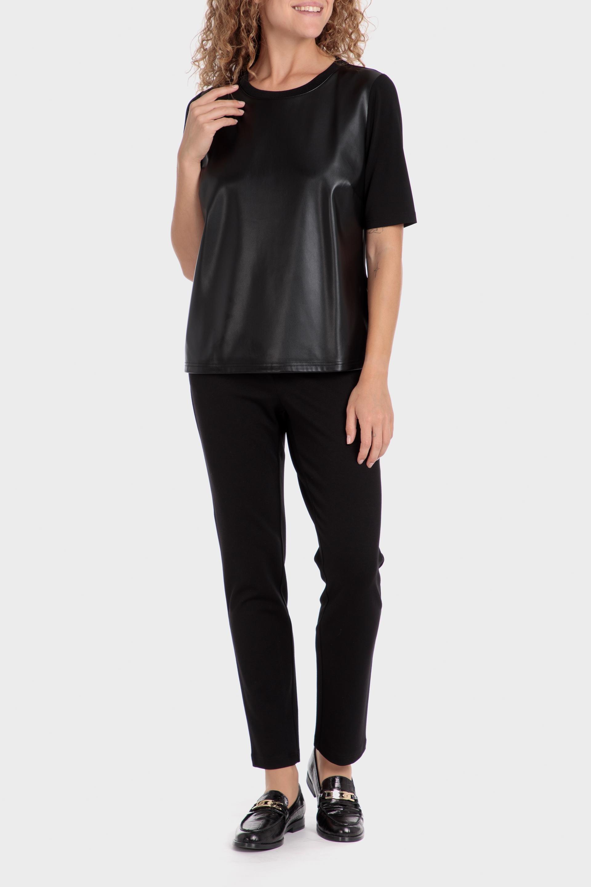 Black Leather Effect Basic Shirt, , large image number 1