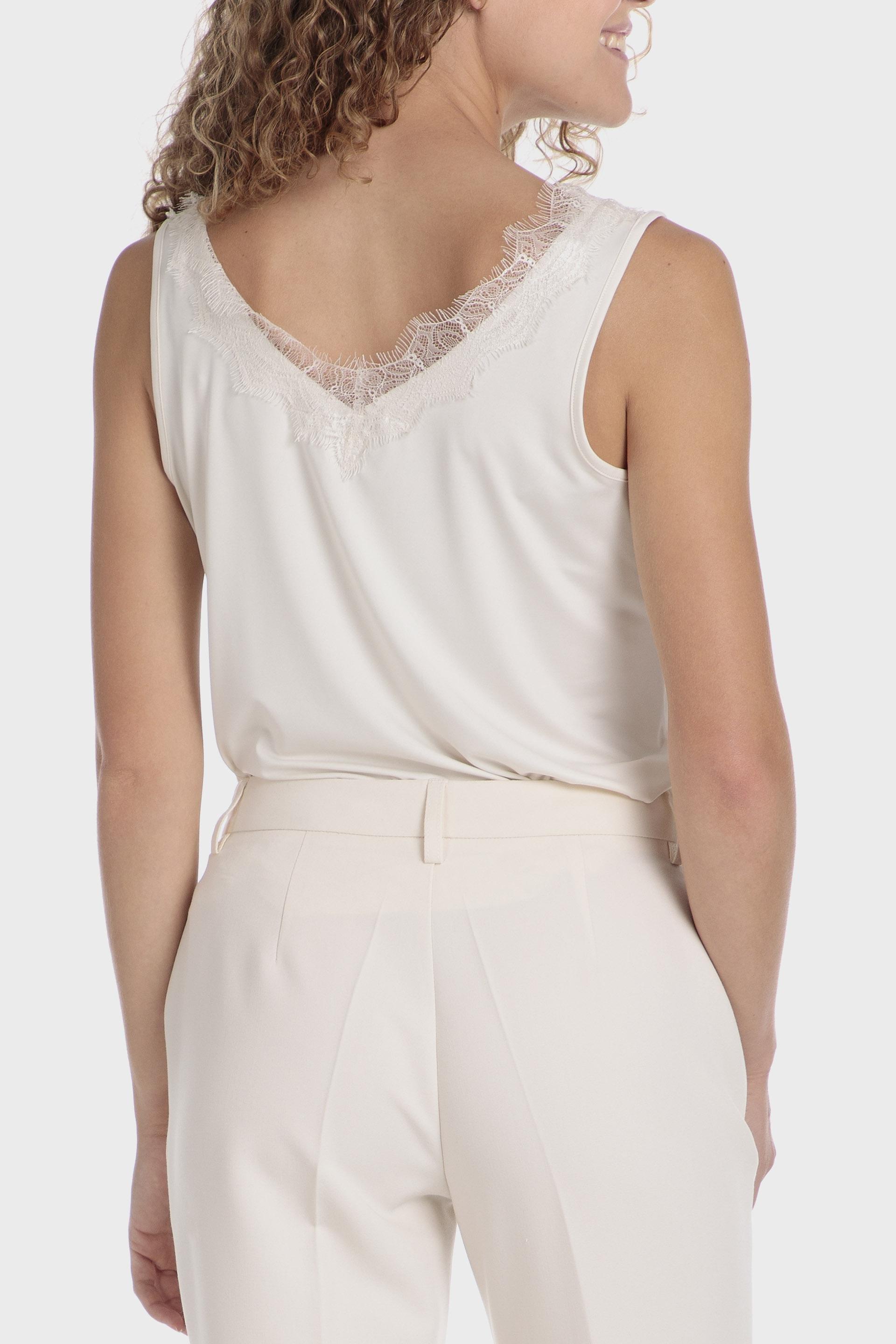 White Laced Sleeveless T-Shirt, , large image number 3
