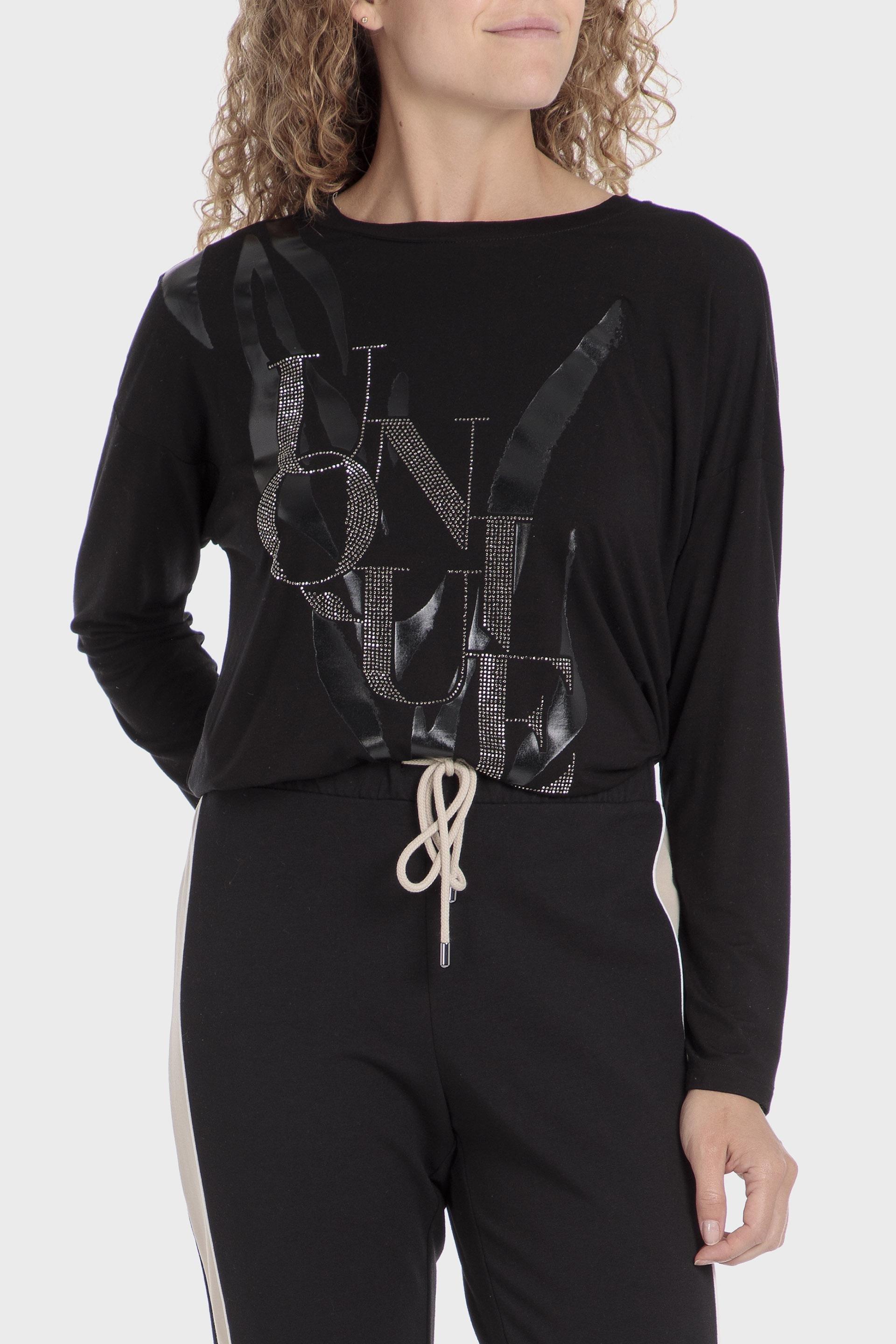 Black Printed Long Sleeve T-Shirt, , large image number 0