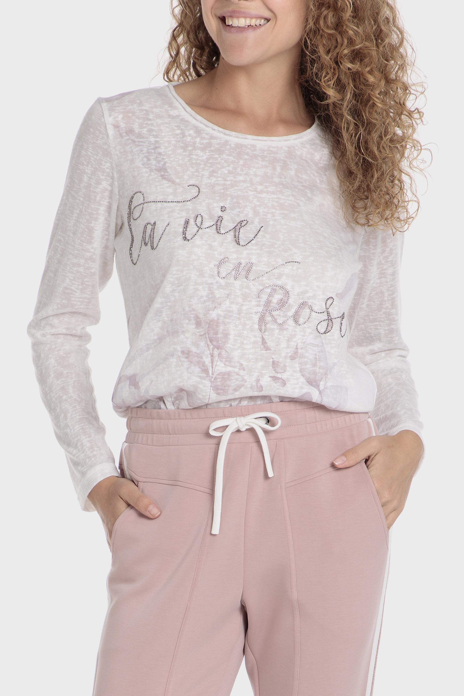 White Graphic Print Blouse, , large image number 0