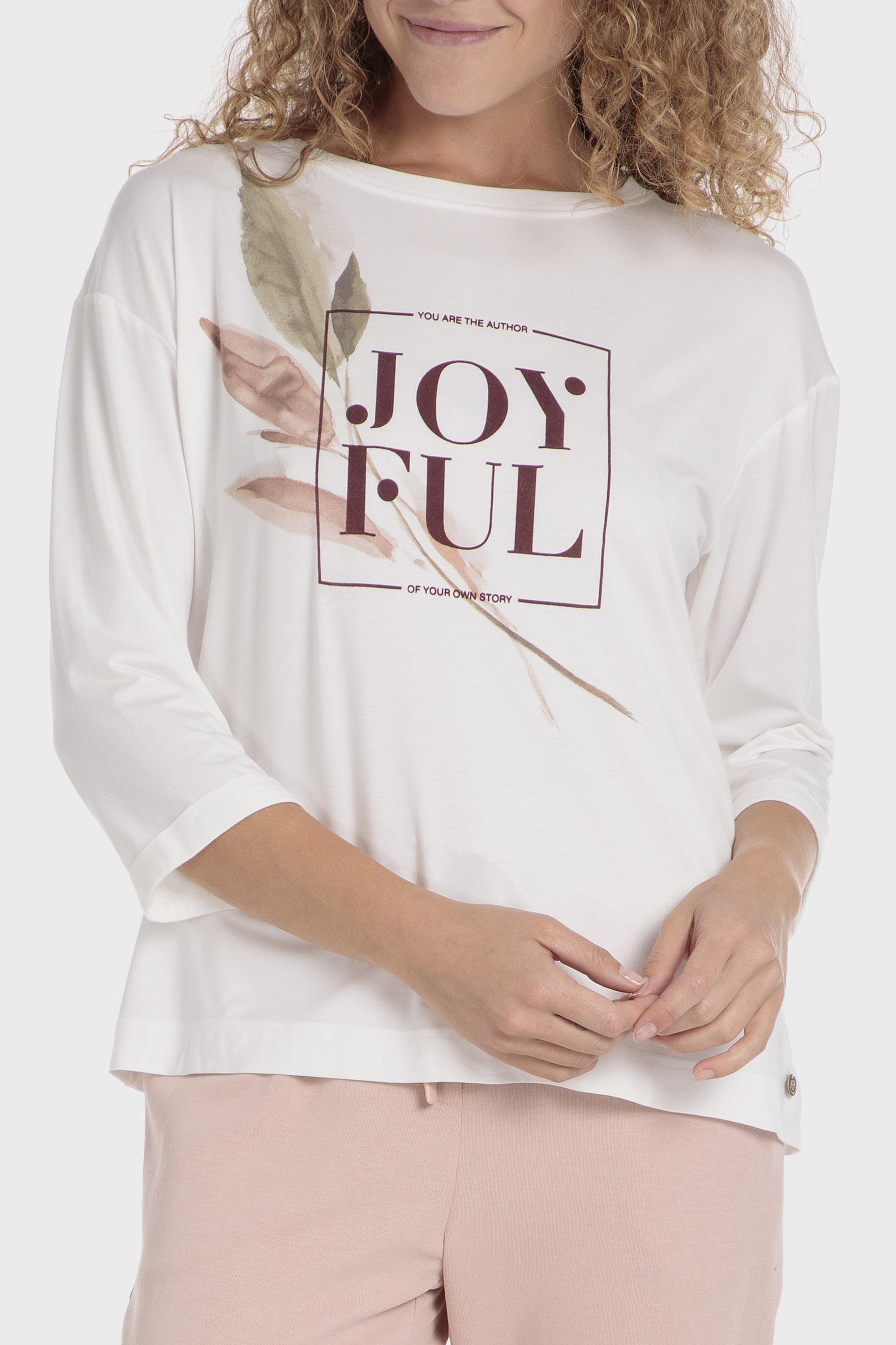 White Graphic Print Blouse, , large image number 0