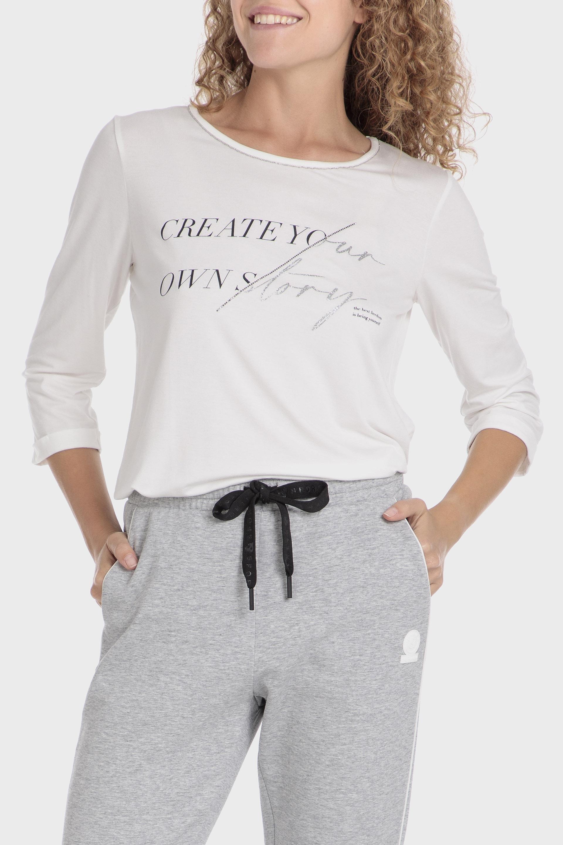White Graphic Print Basic Shirt, , large image number 0
