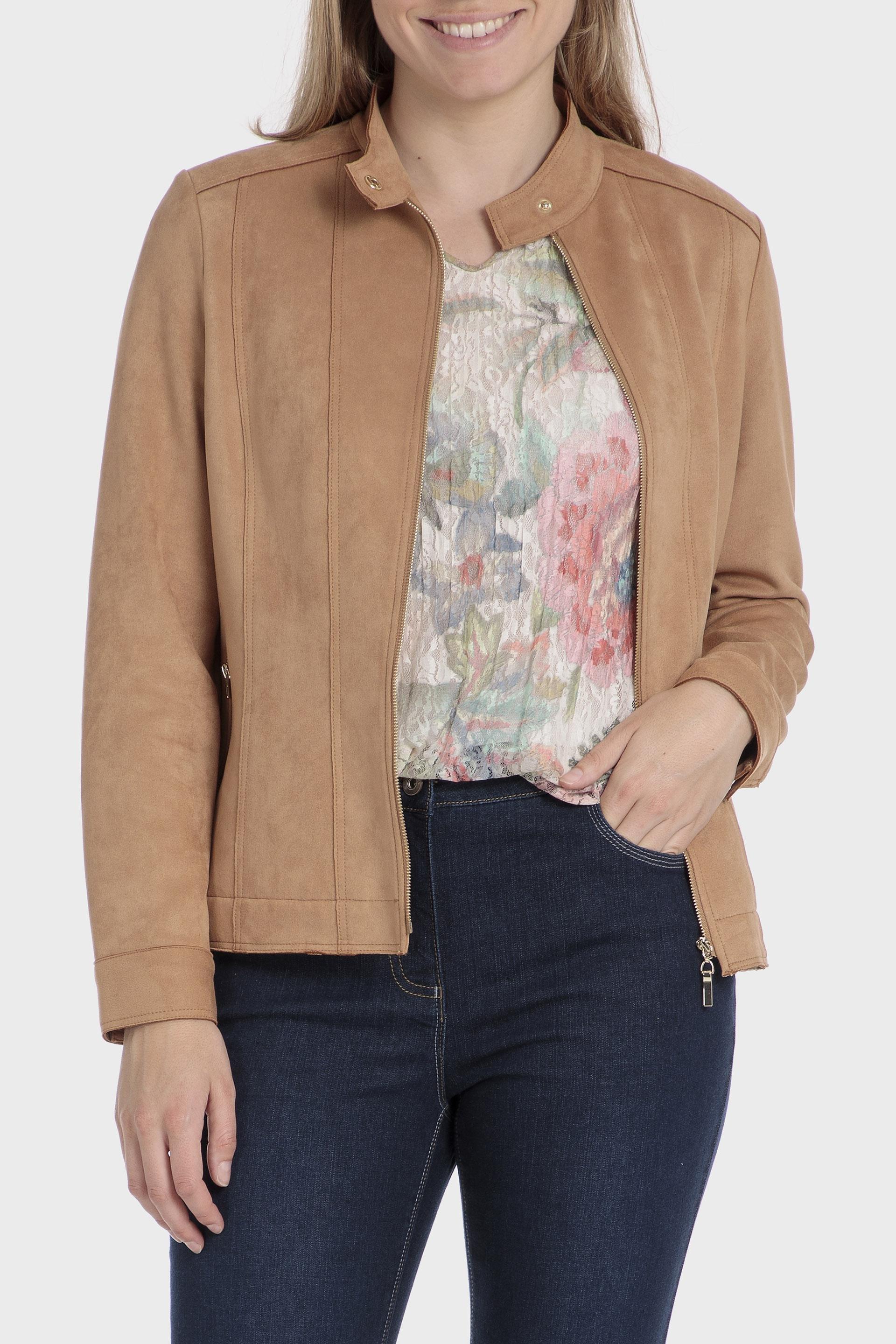 Beige Plain Short Jacket, , large image number 0