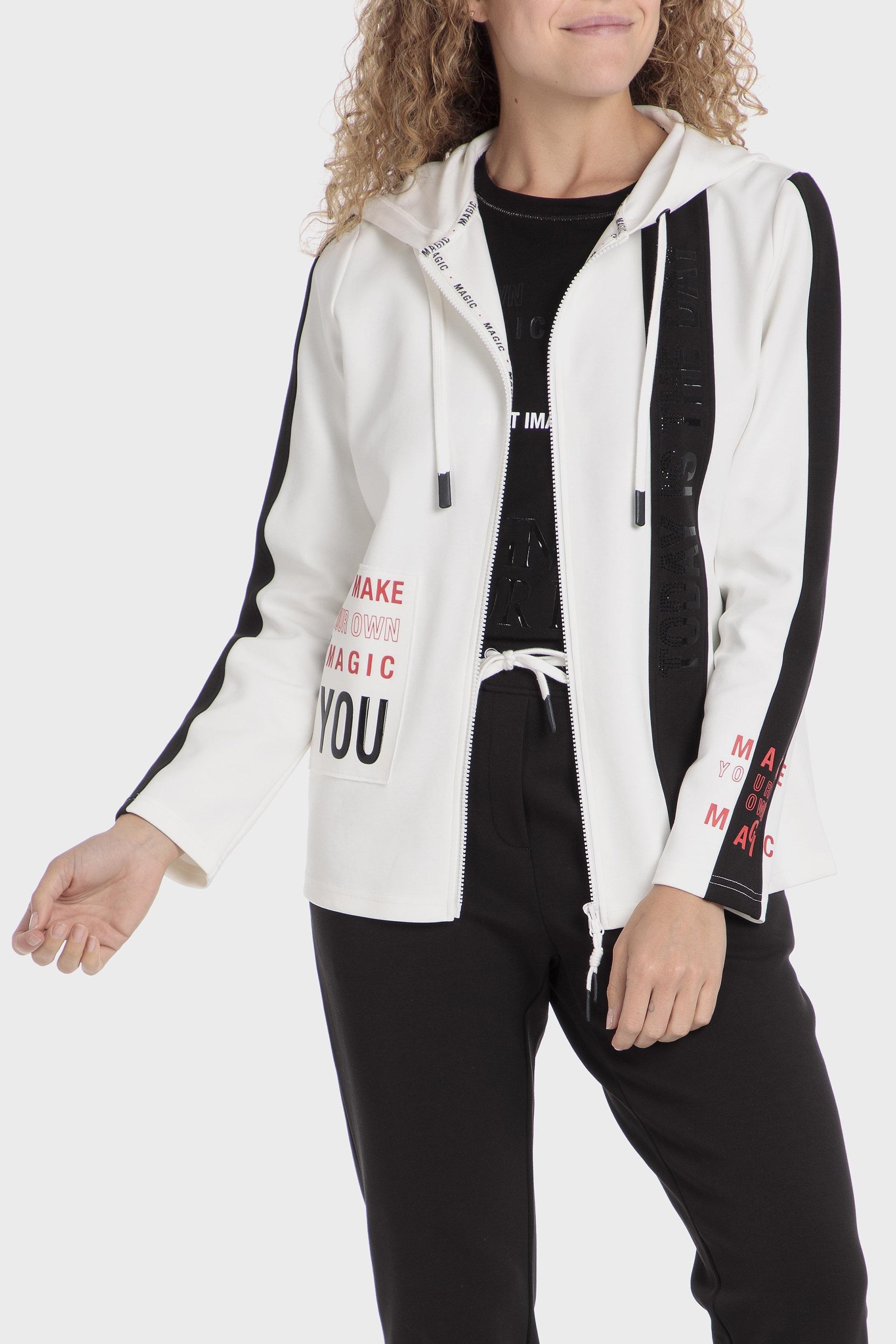 White Hooded Sports Jacket, , large image number 0