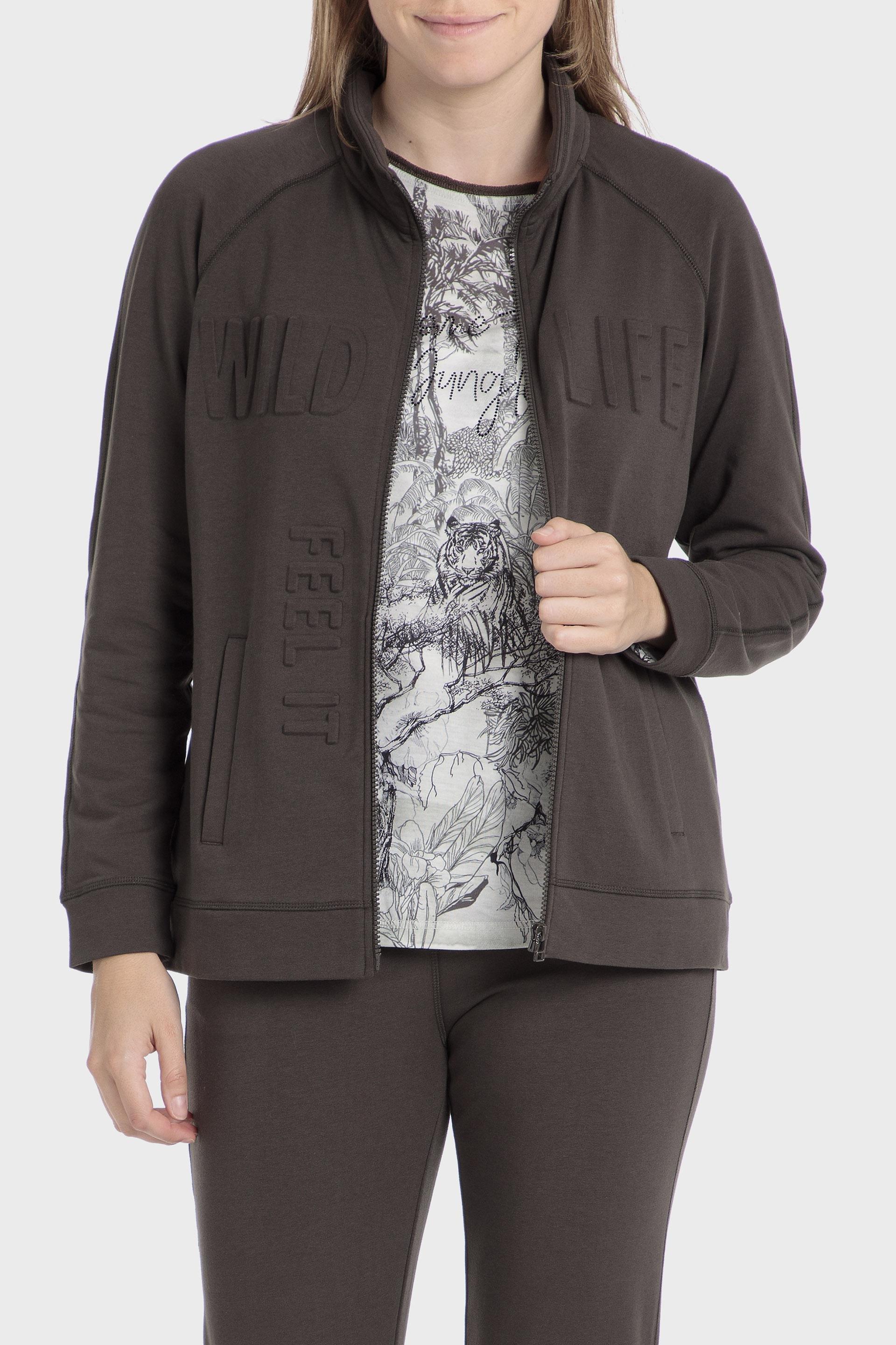 Grey Embossed Casual Jacket, , large image number 0