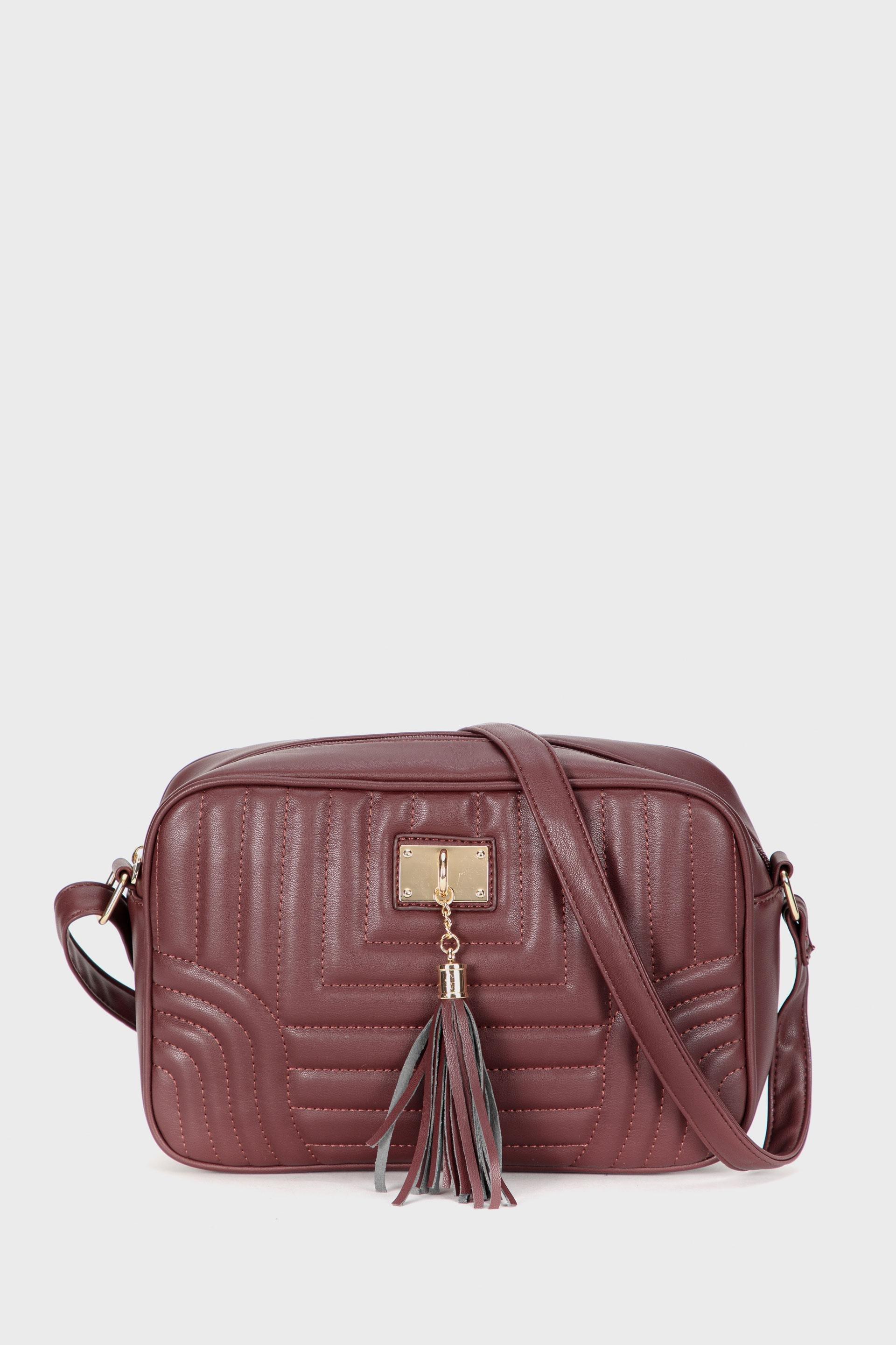 Maroon Fringe Shoulder Bag, Garnet, large image number 0