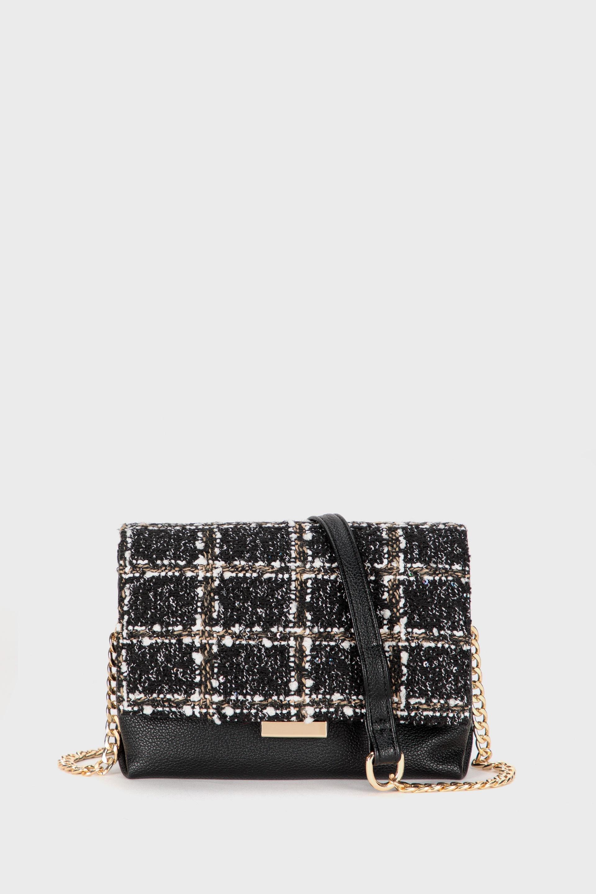 Black Woven Handmade Shoulder Bag, Black, large image number 0
