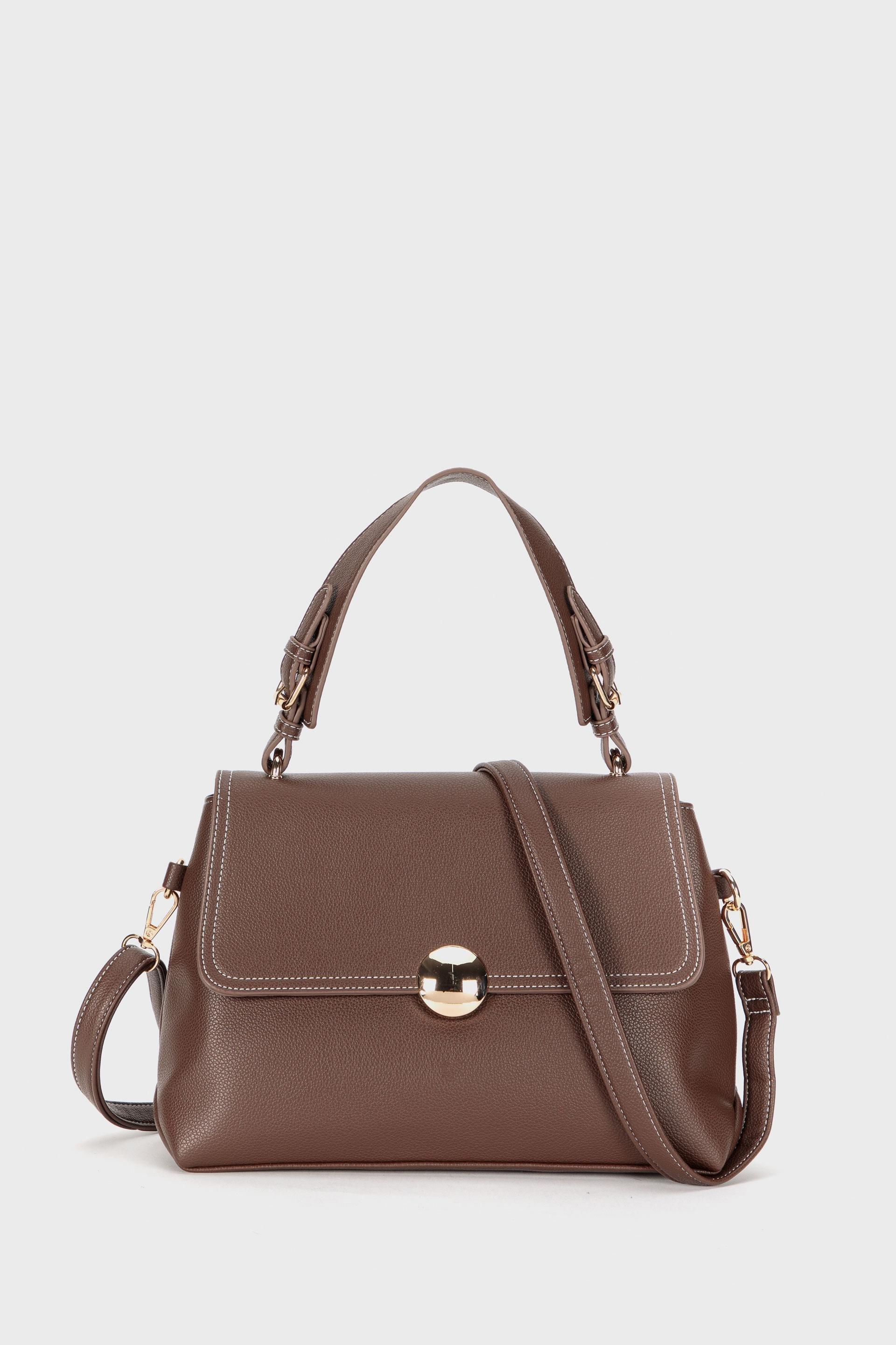 Brown Detailed Hand Bag, Brown, large image number 0