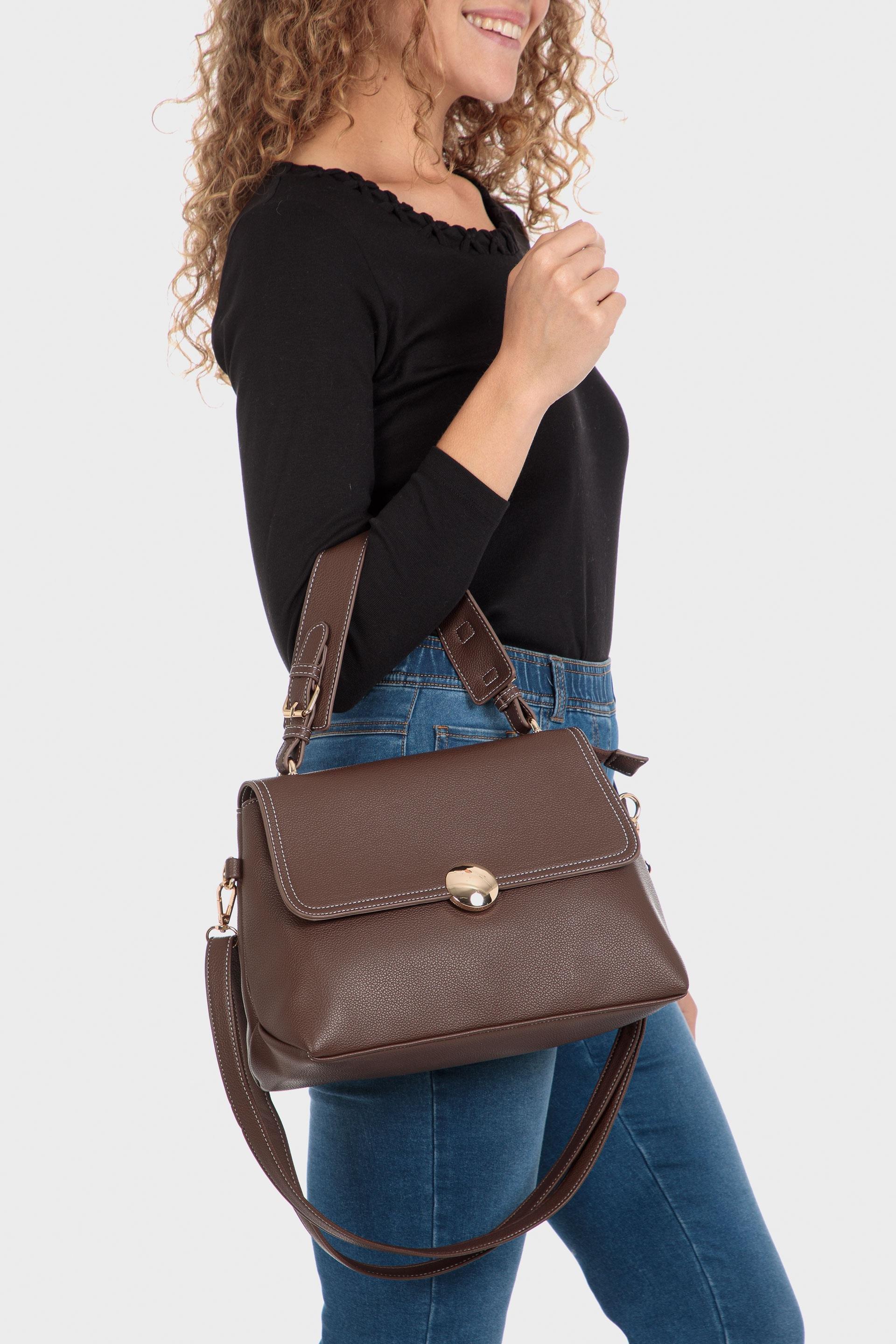 Brown Detailed Hand Bag, Brown, large image number 1