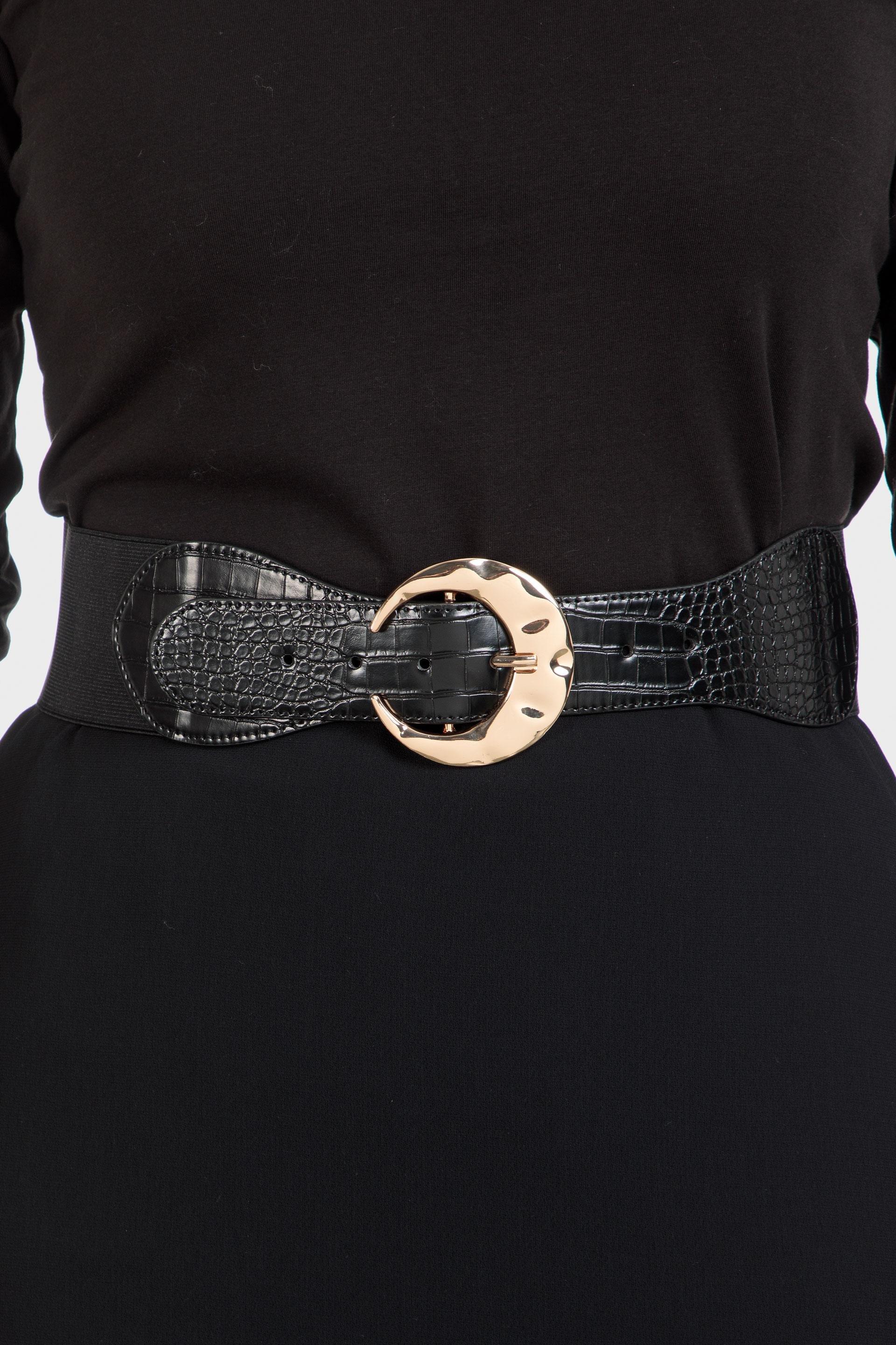 Black Metallic Belt, Black, large image number 1