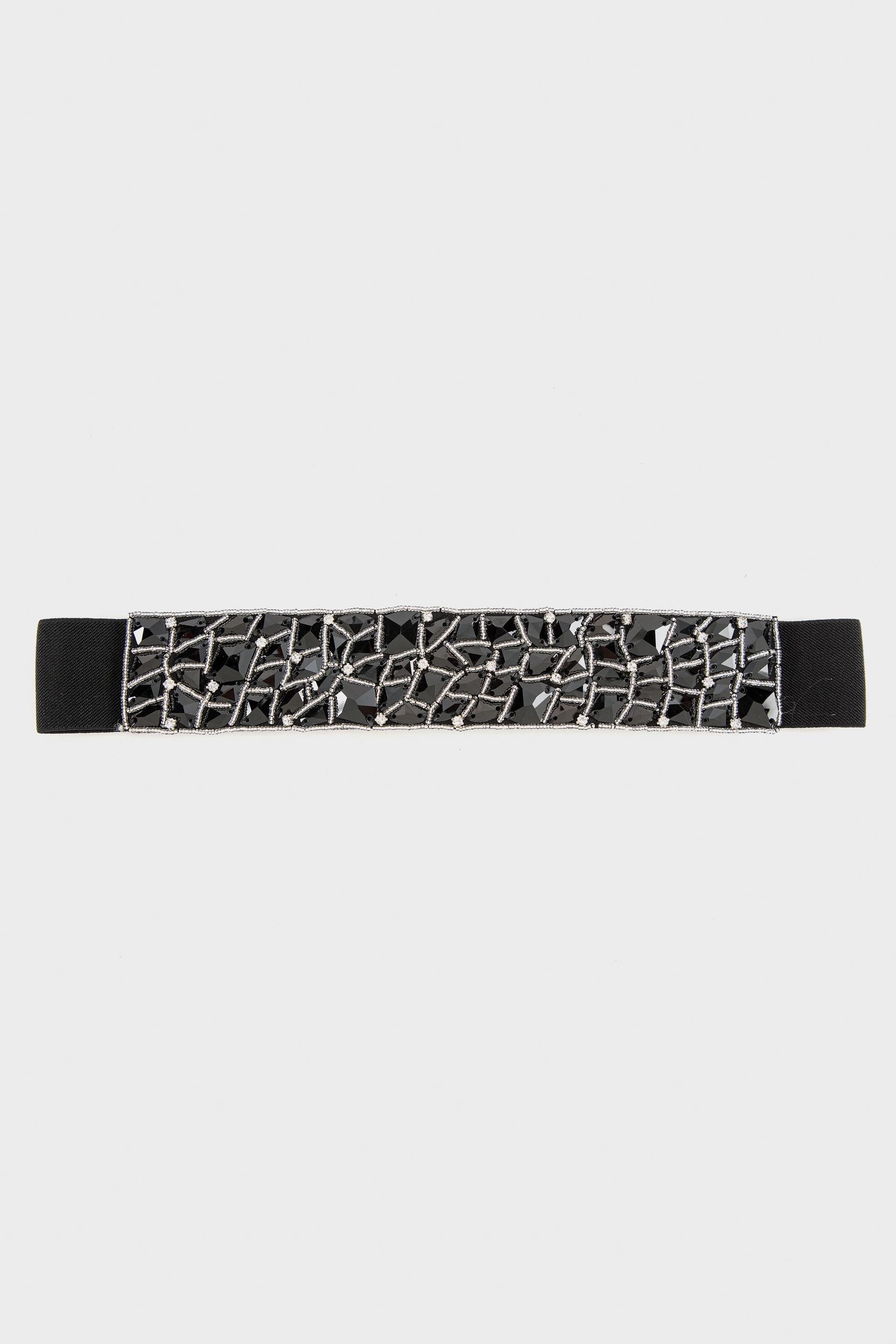 Black Gemstones Detailed Belt, , large image number 0