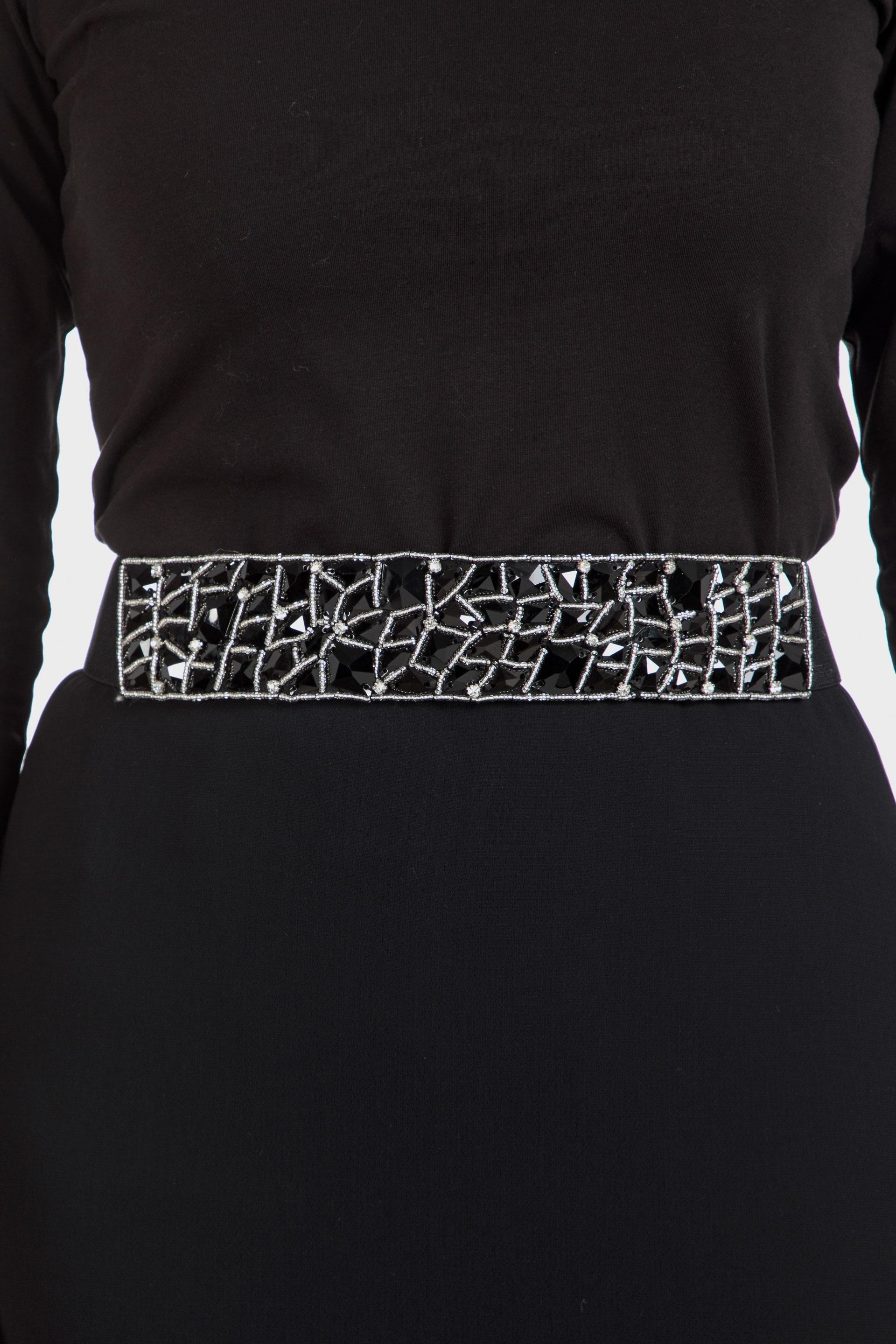 Black Gemstones Detailed Belt, , large image number 1
