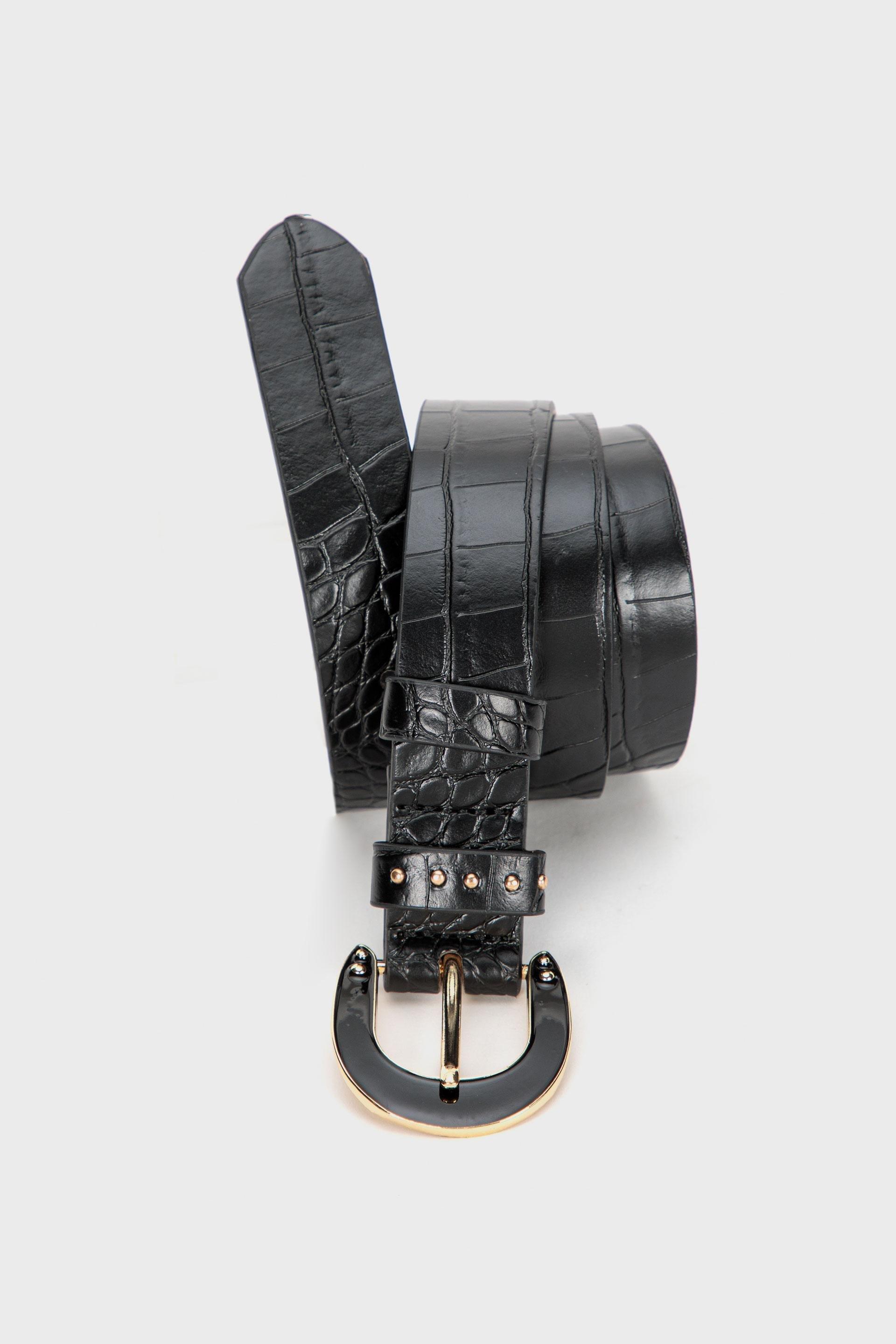 Black Animal Pattern Buckle Belt, , large image number 0