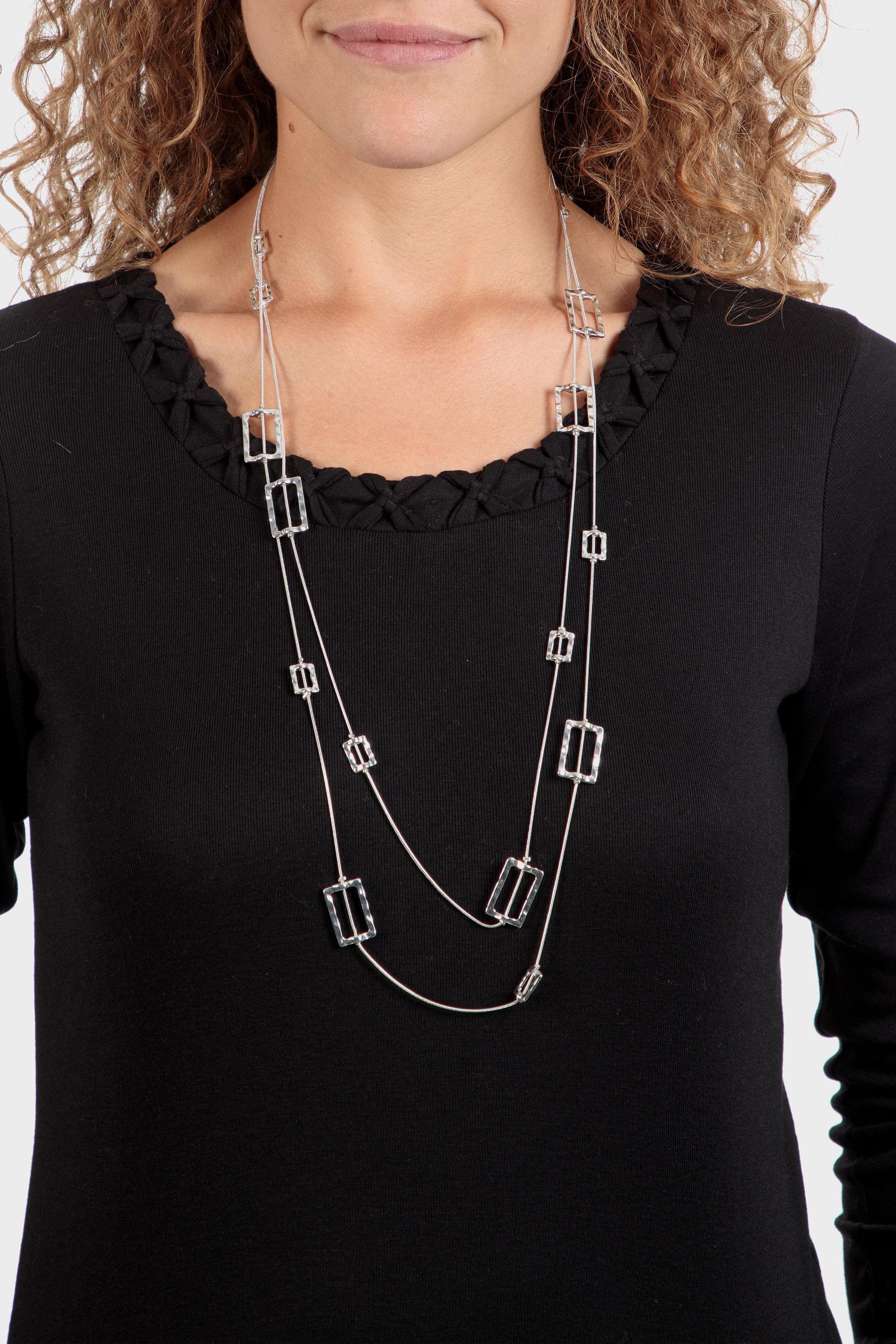 Silver Long Necklace, Metal Silver, large image number 0