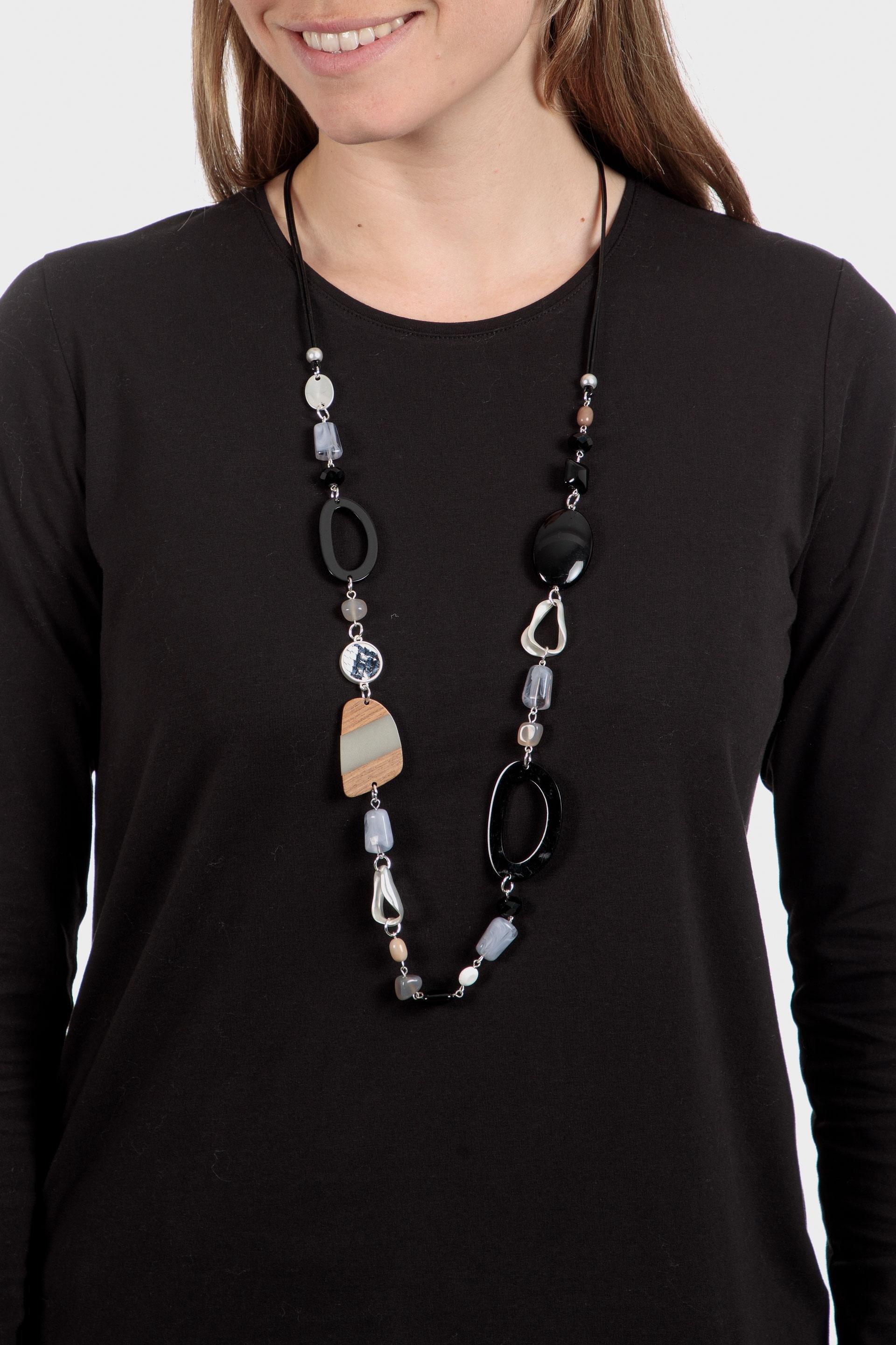 Multicolour Long Necklace, Black, large image number 0