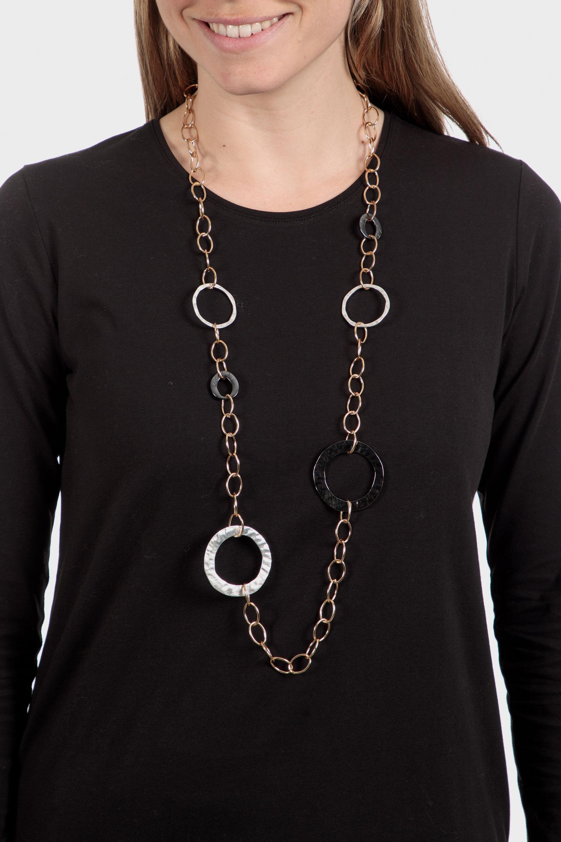 Silver Chain Long Necklace, Metal Golden, large image number 0