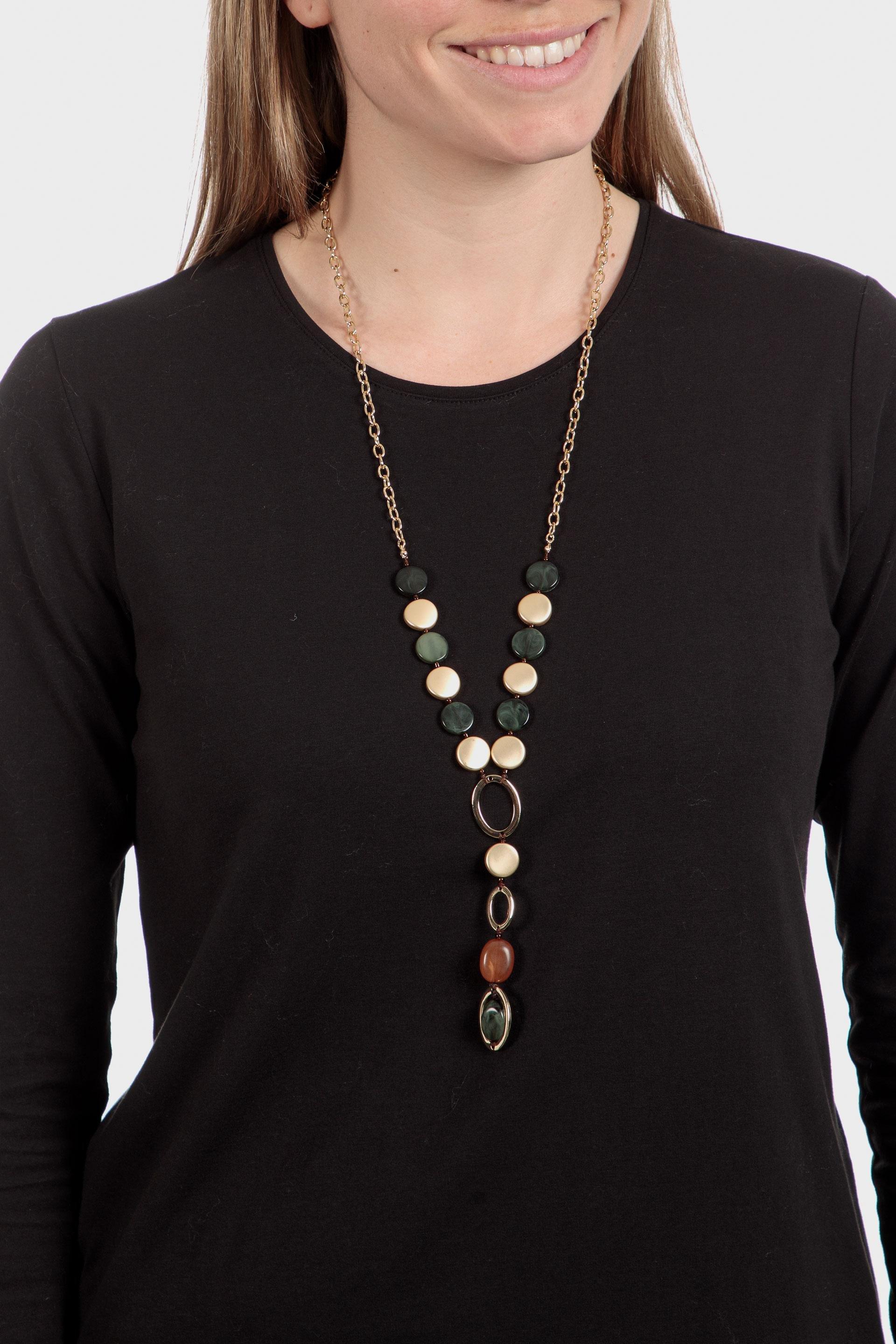 Gold Long Necklace, Metal Golden, large image number 0