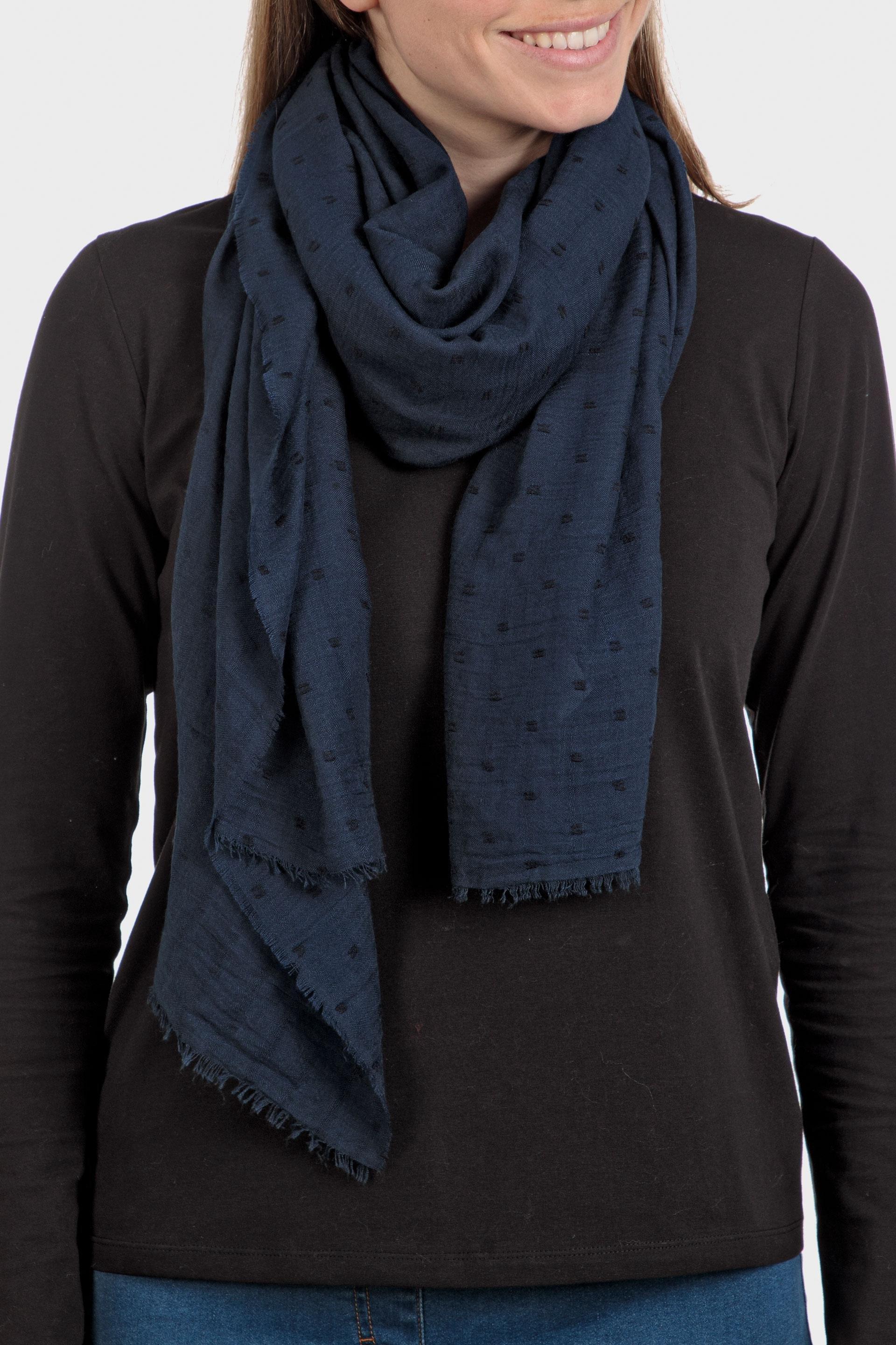 Blue Polka Dot Design Pashmina, Blue Navy, large image number 0