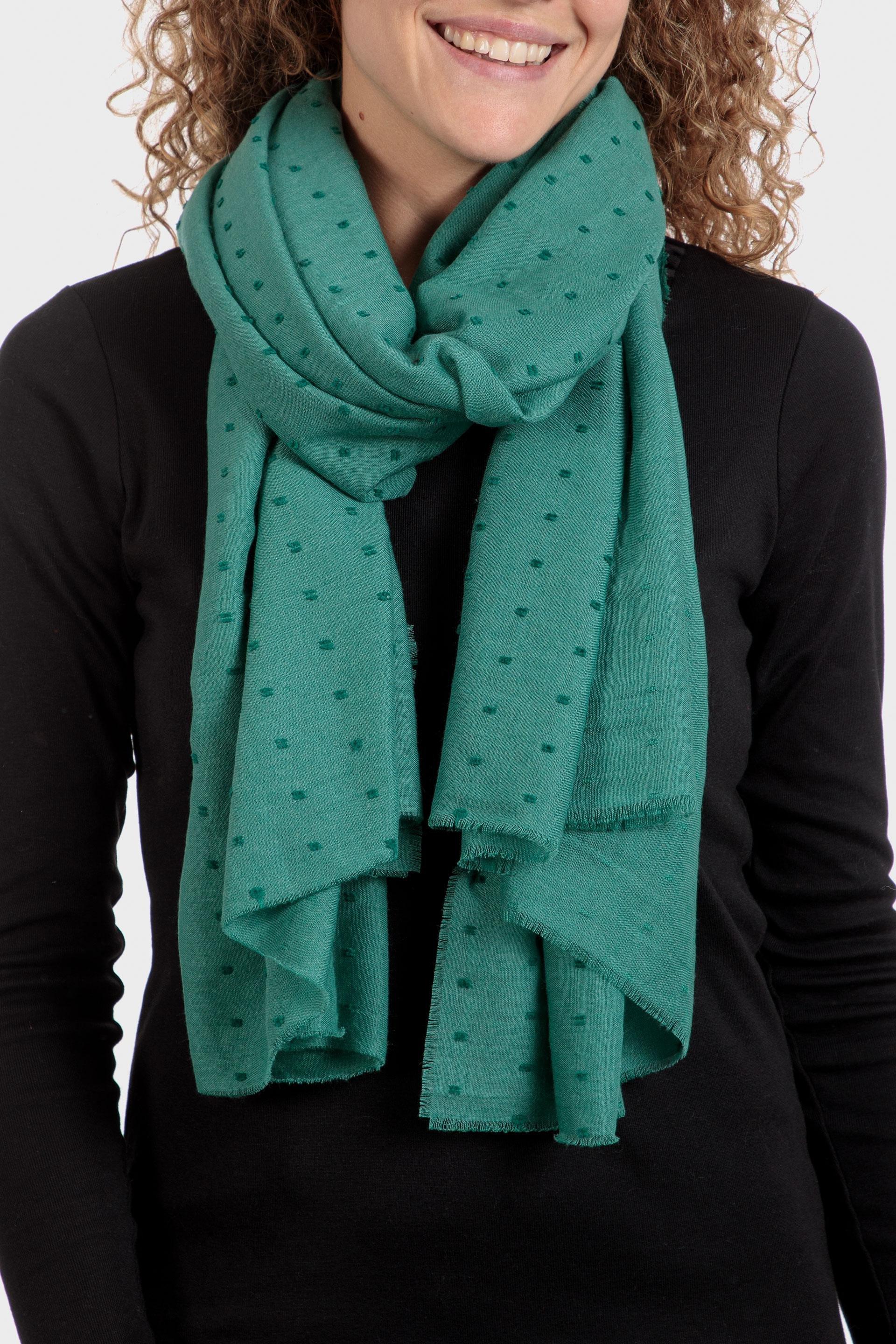 Pashmina Polka Dot Scarf, Green Emerald, large image number 0
