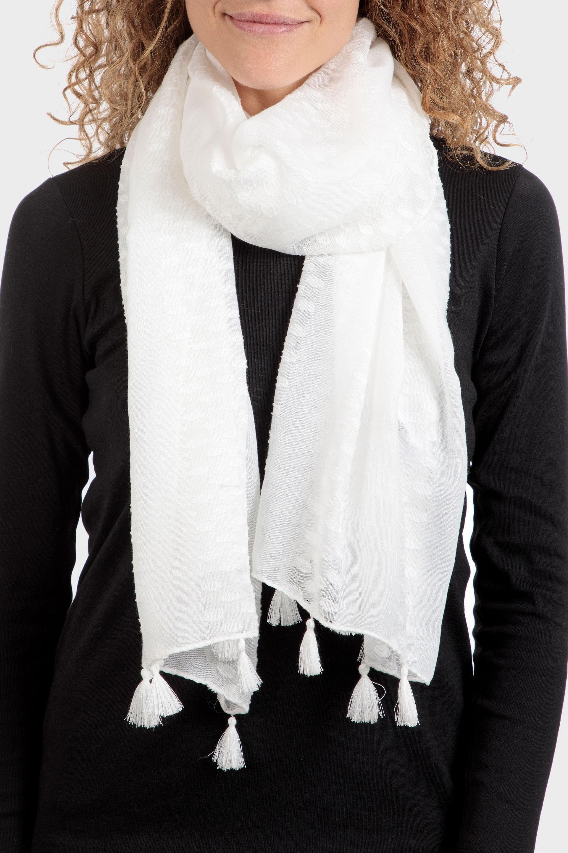 White Solid Pashmina, White Off White, large image number 0