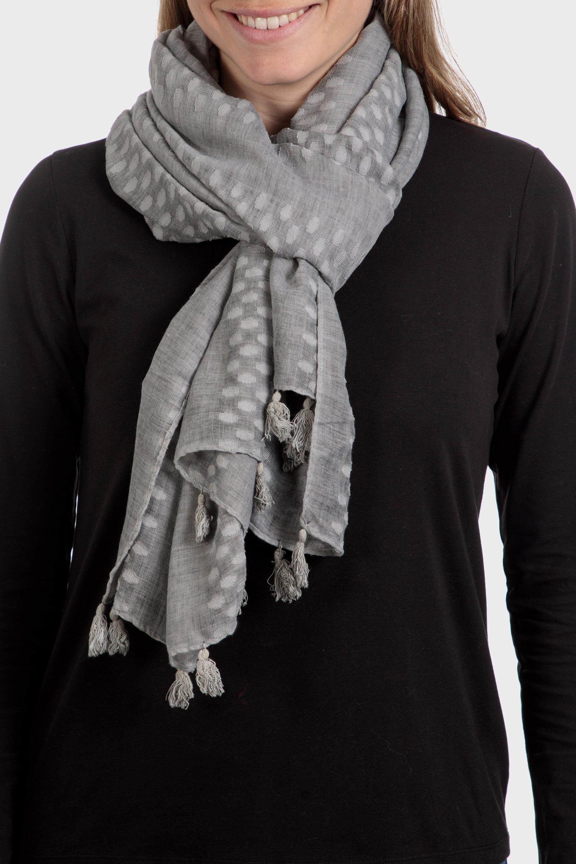 Pashmina Polka Dot Scarf, Grey, large image number 0