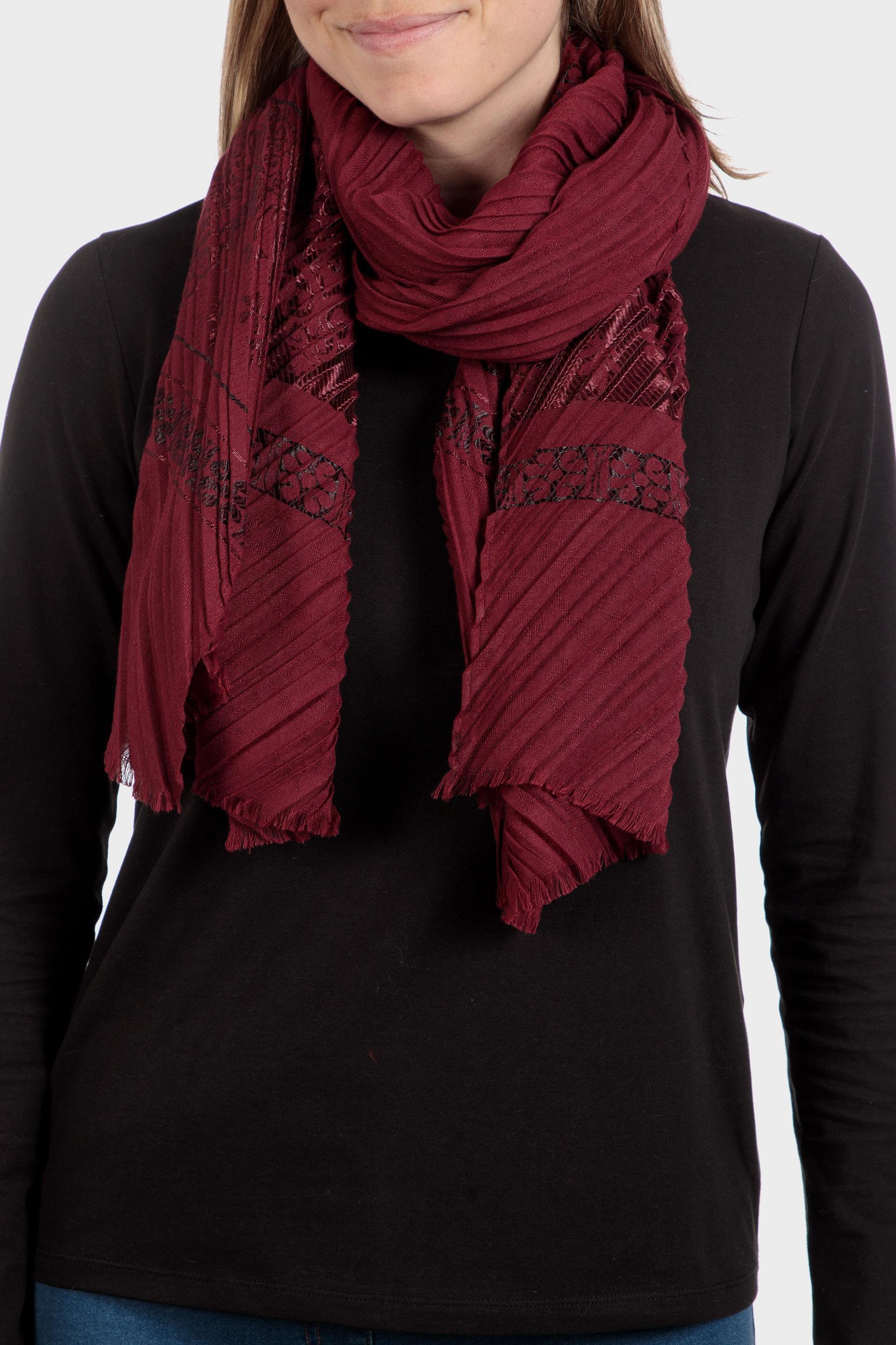 Red Textured Scarf, Garnet, large image number 0