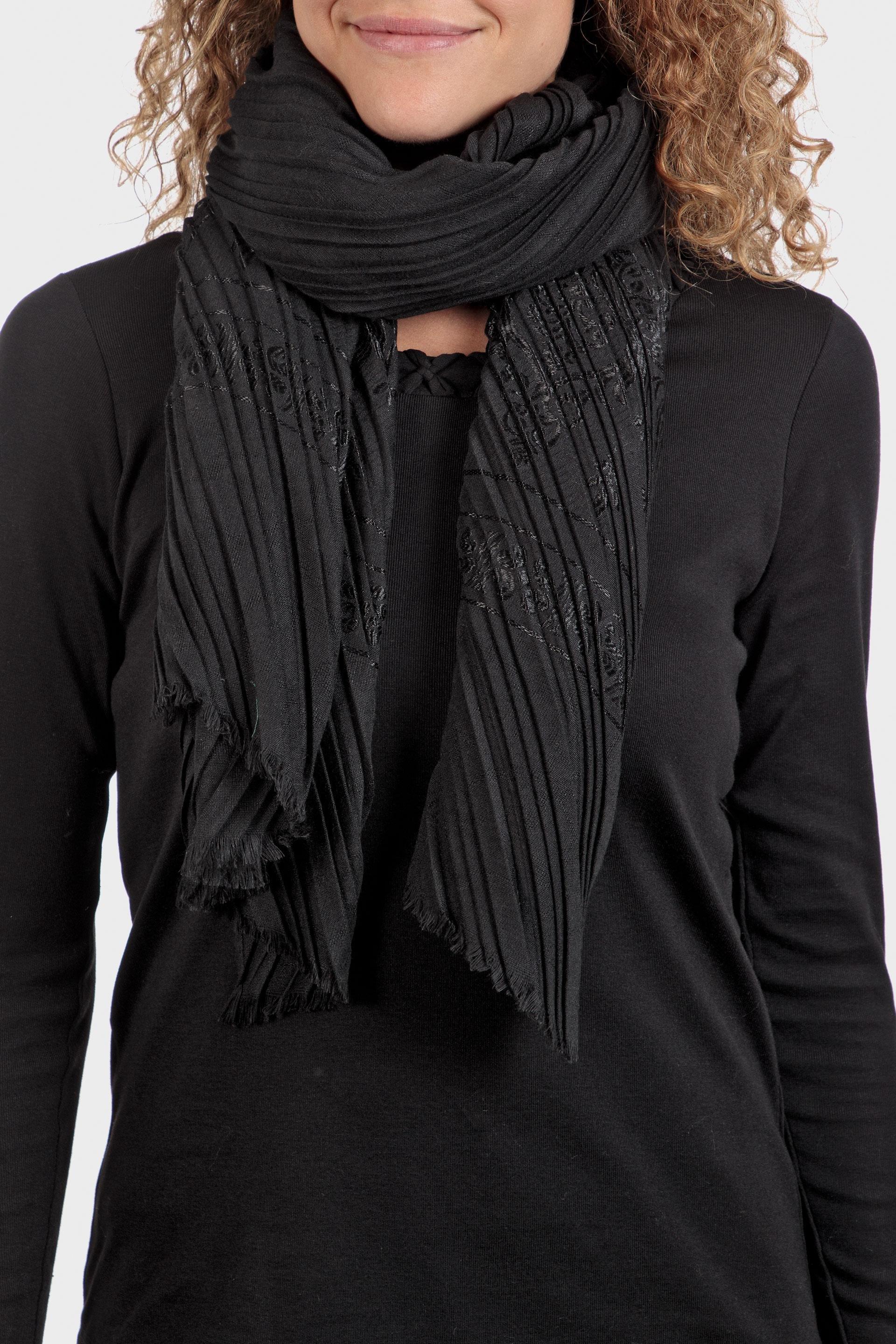 Pashmina Textured Scarf, Black, large image number 0