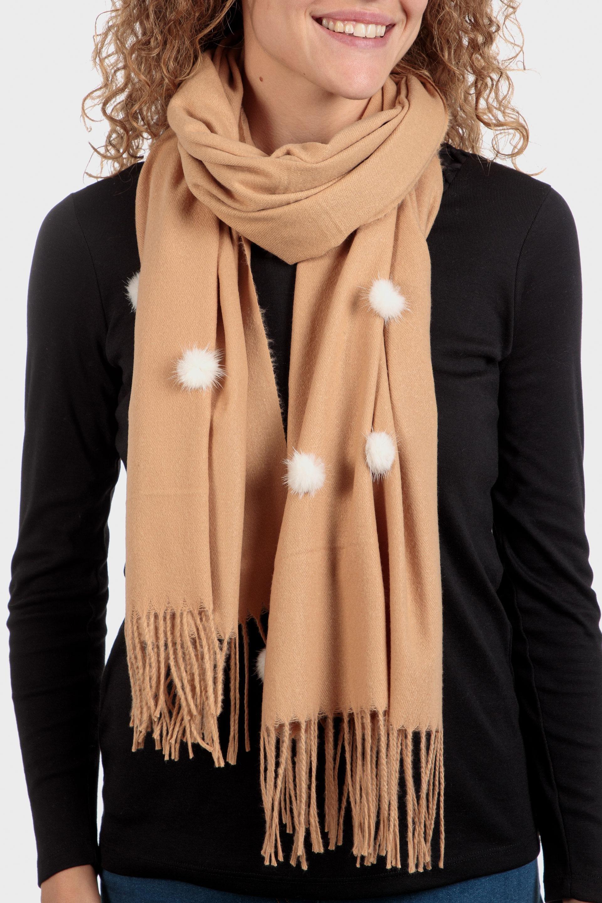 Beige Detailed Scarf, Beige Camel, large image number 0