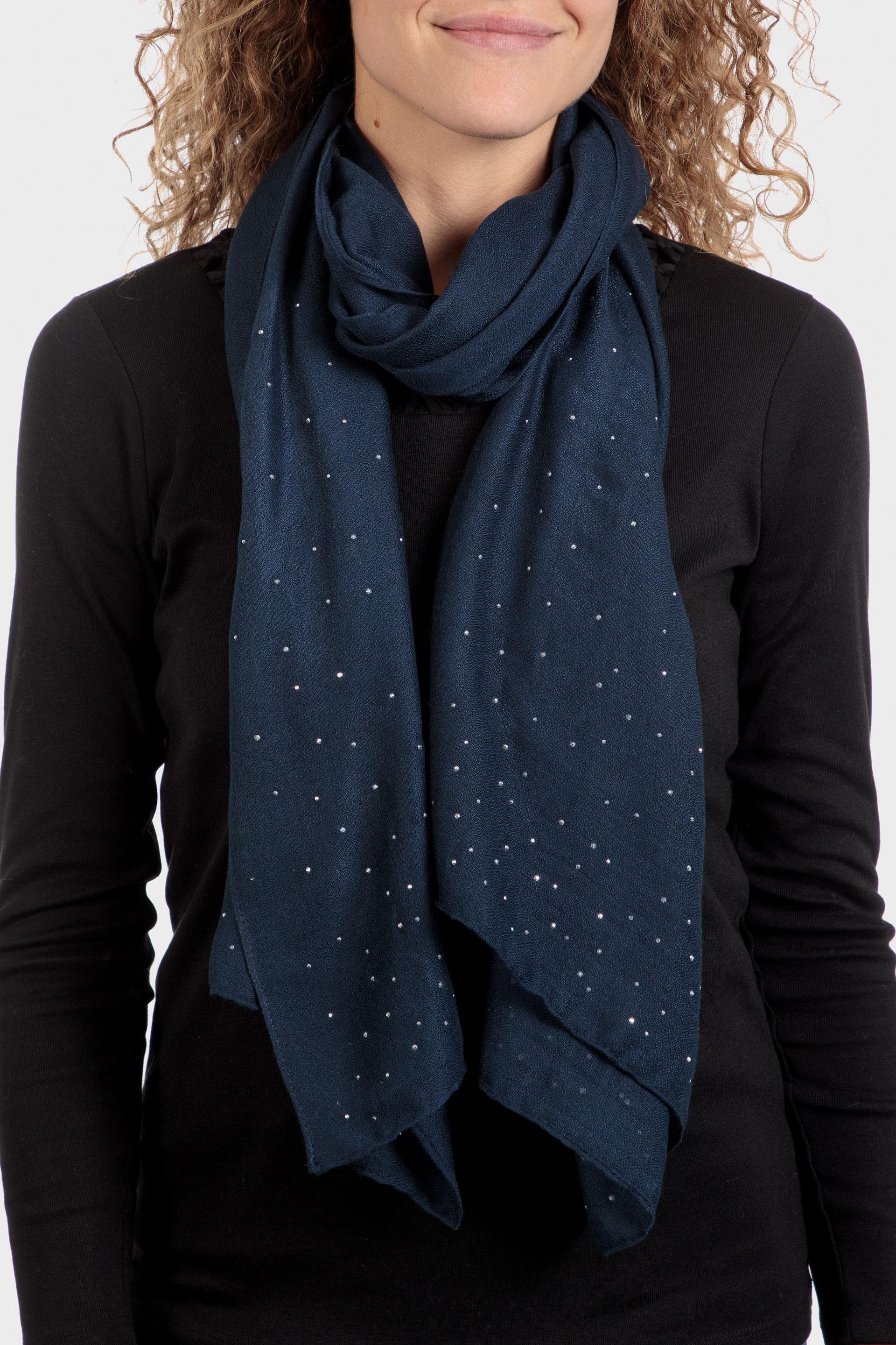 Blue Polka Dot Design Pashmina, Blue Navy, large image number 0