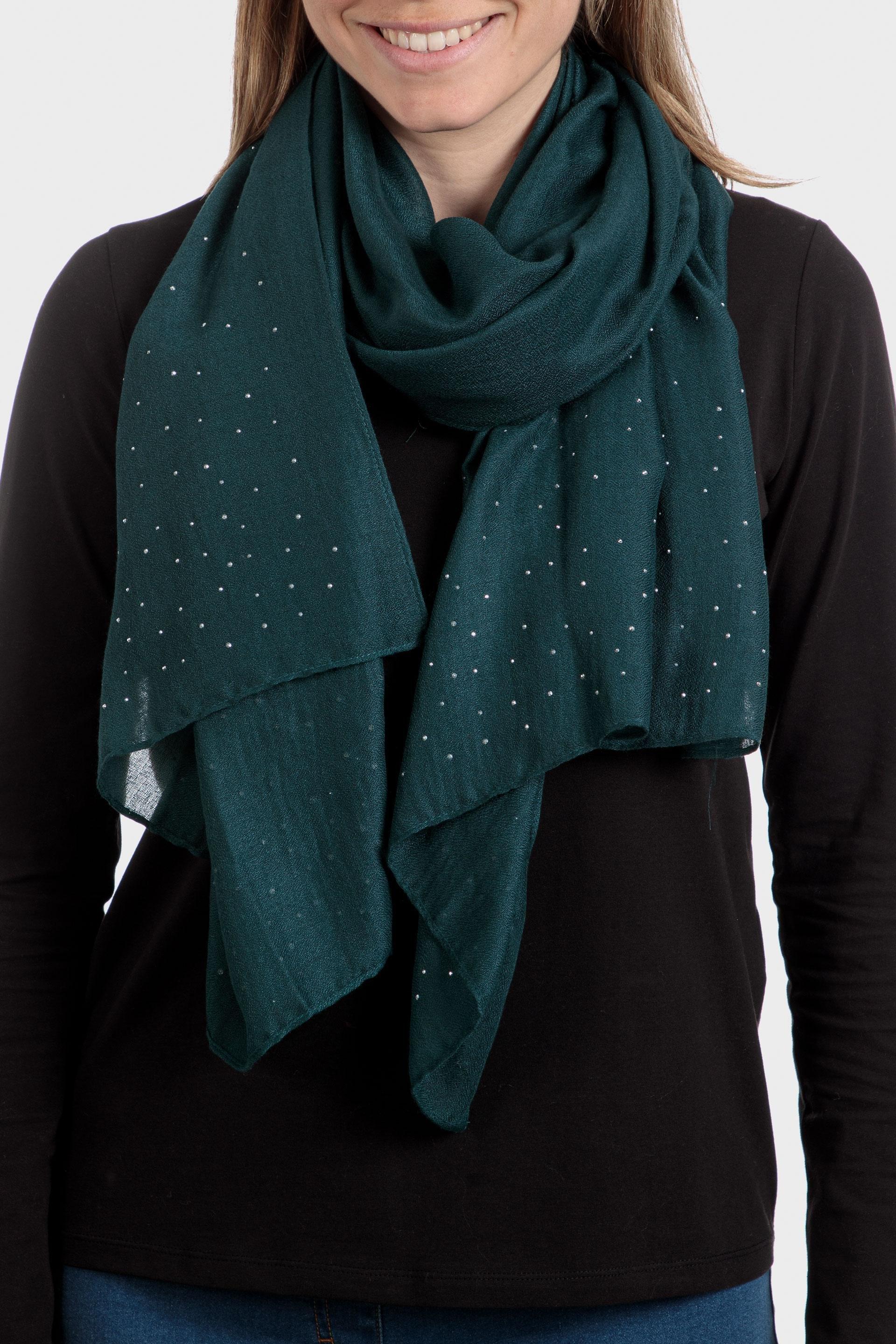 Green Polka Dot Design Pashmina, Blue Duck, large image number 0