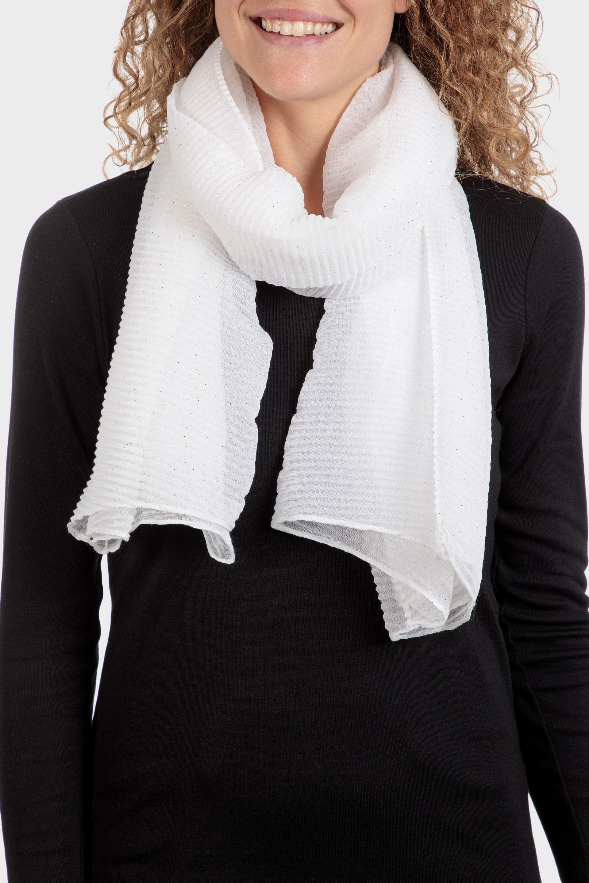 Pleated Scarf Short Gloves, White Off White, large image number 0
